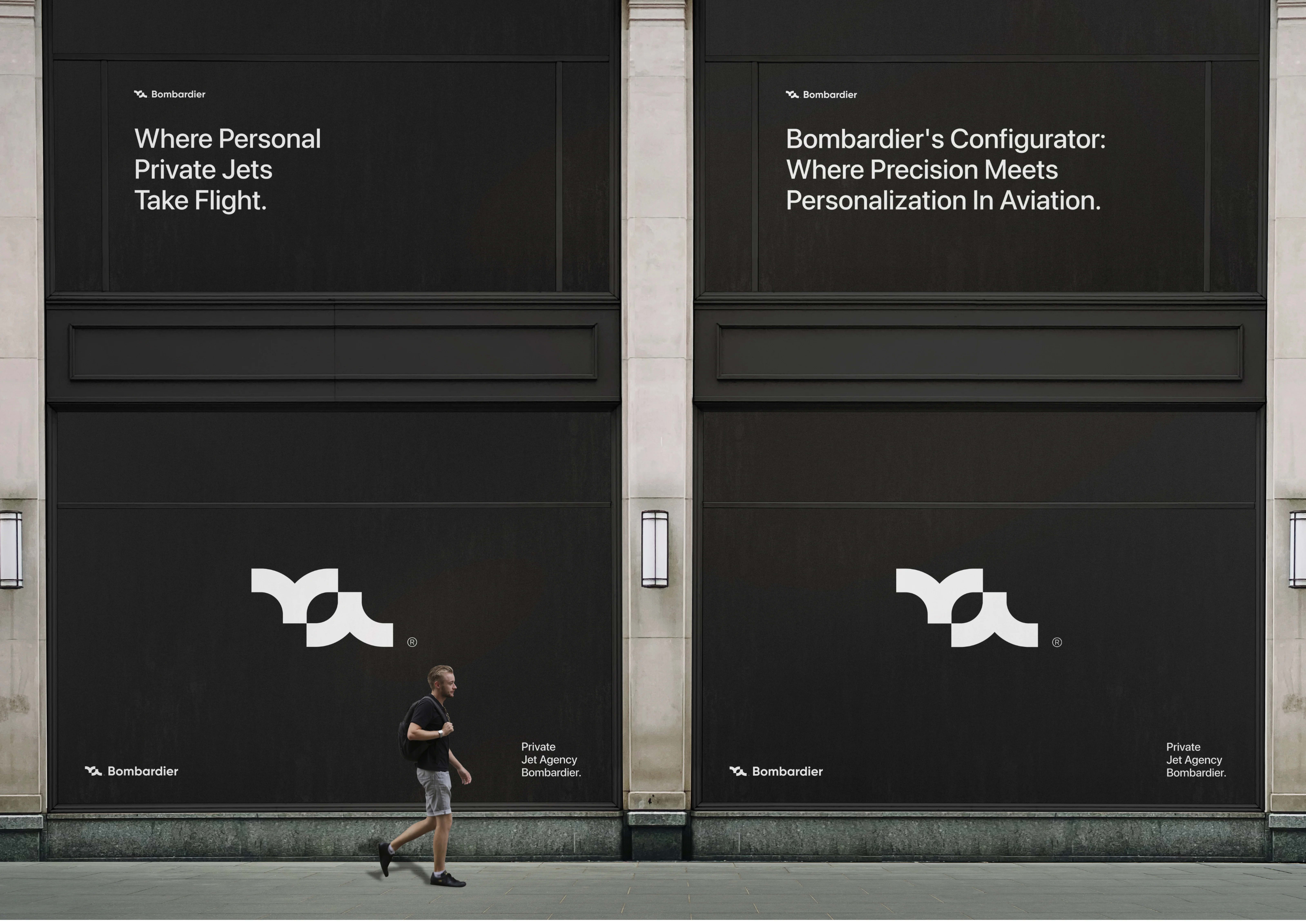 Bombardier branded graphic design featuring people, from the UI/UX case study about aircraft services.