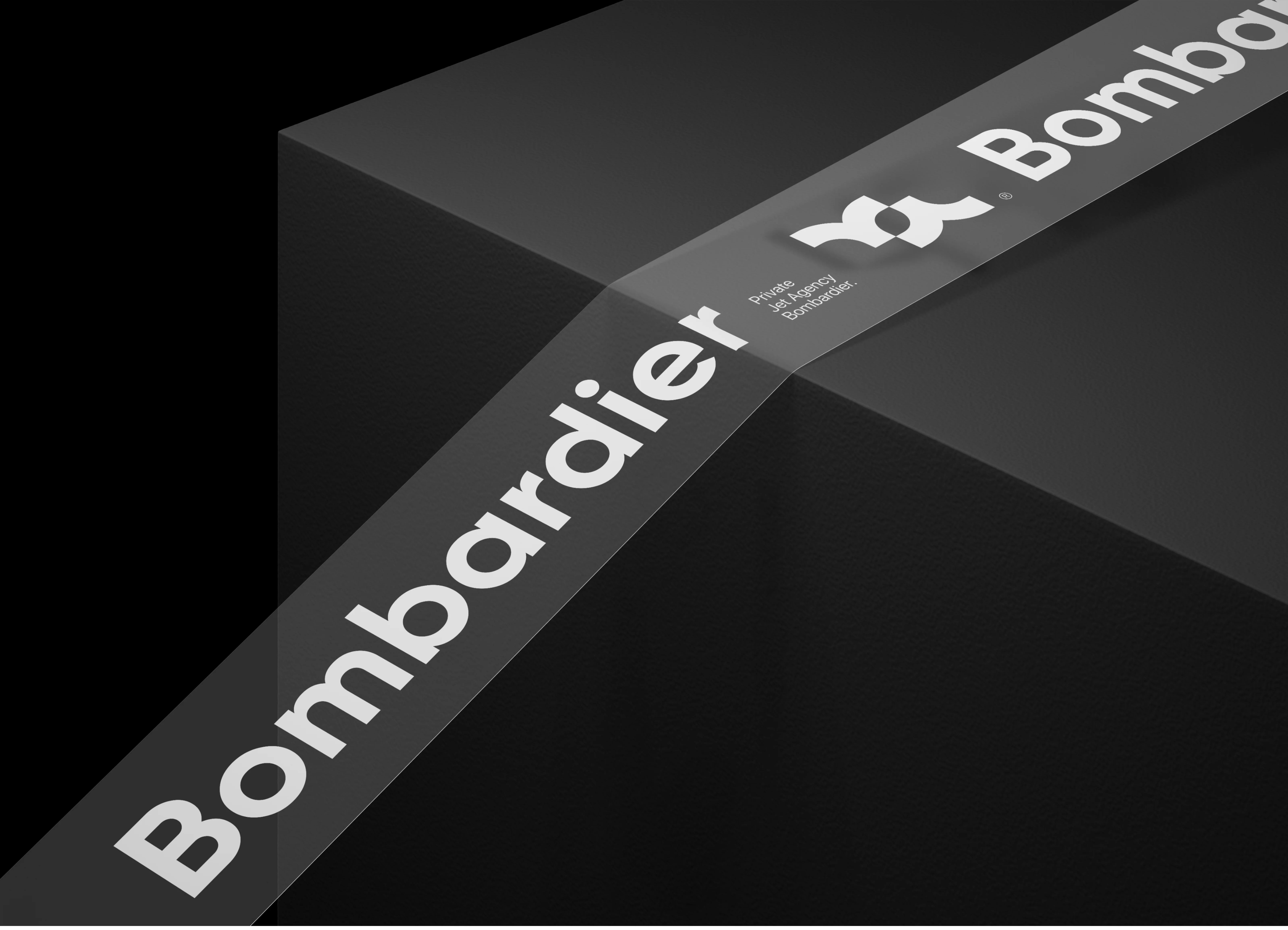 Bombardier branding or UI design visual featuring logo, meter graphic, and "Jet Agency" text.