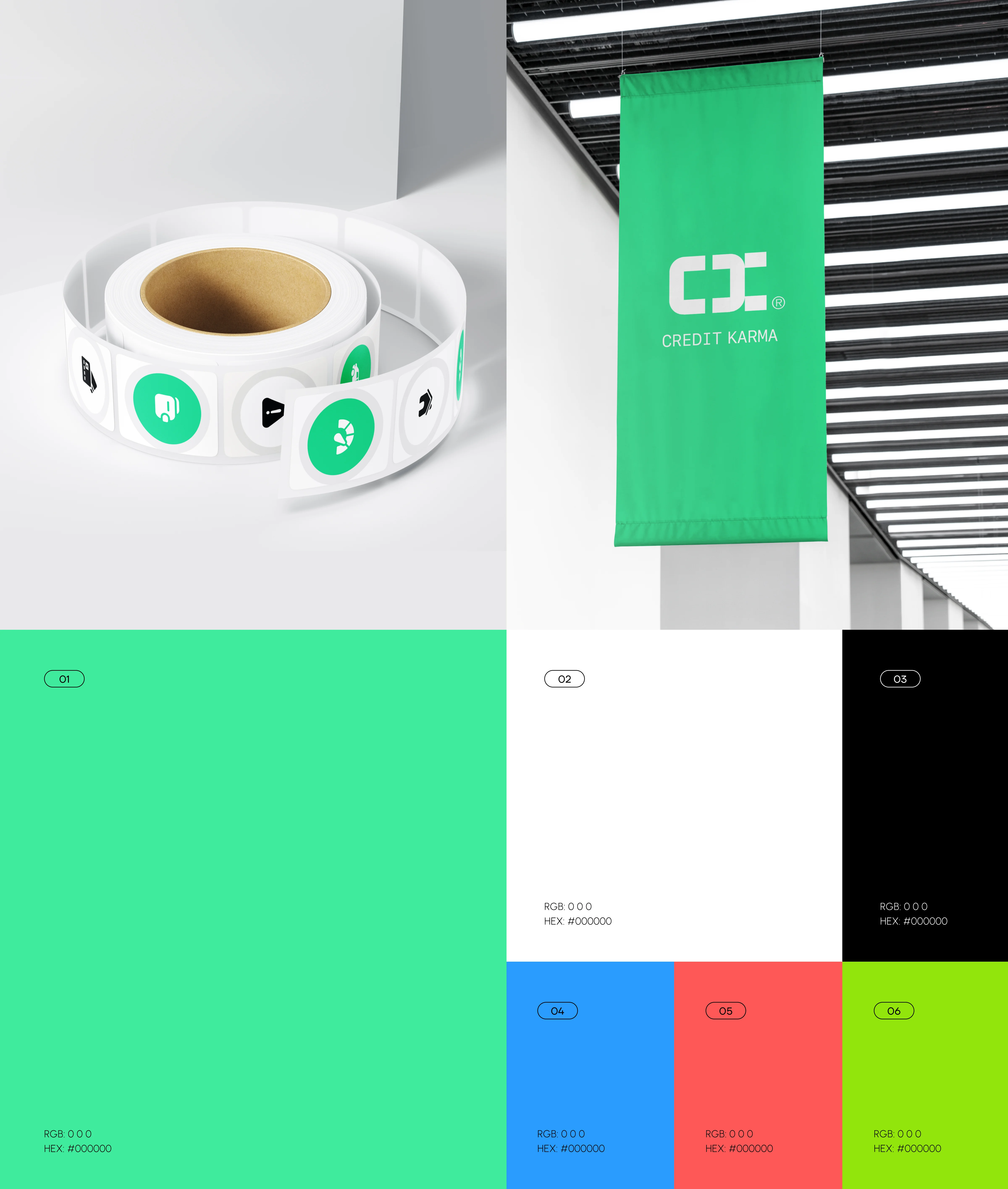 Design graphic featuring branding for the Credit Karma finance insights platform case study.