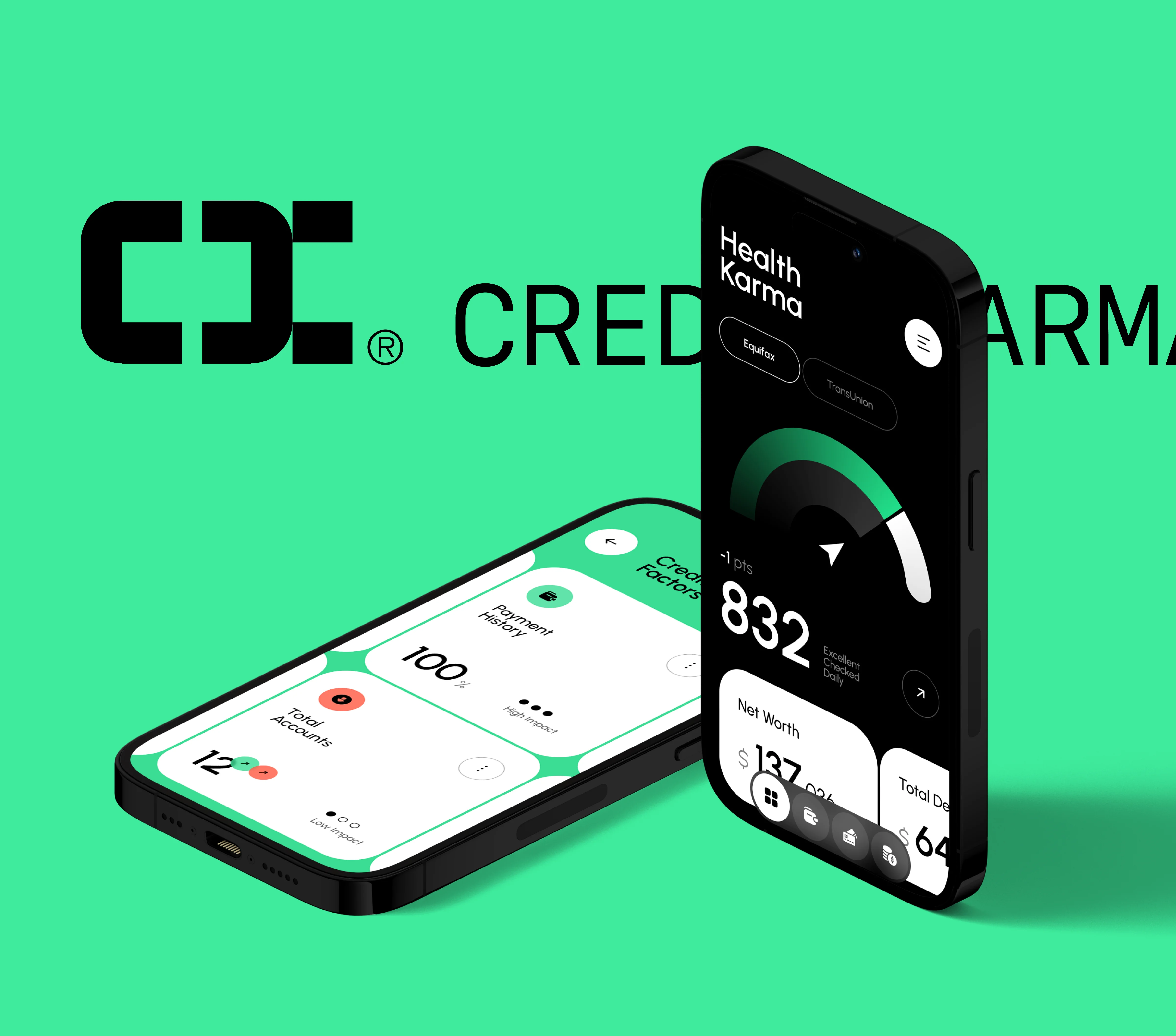 Screenshot on a smartphone displaying Credit Karma finance and credit score insights.