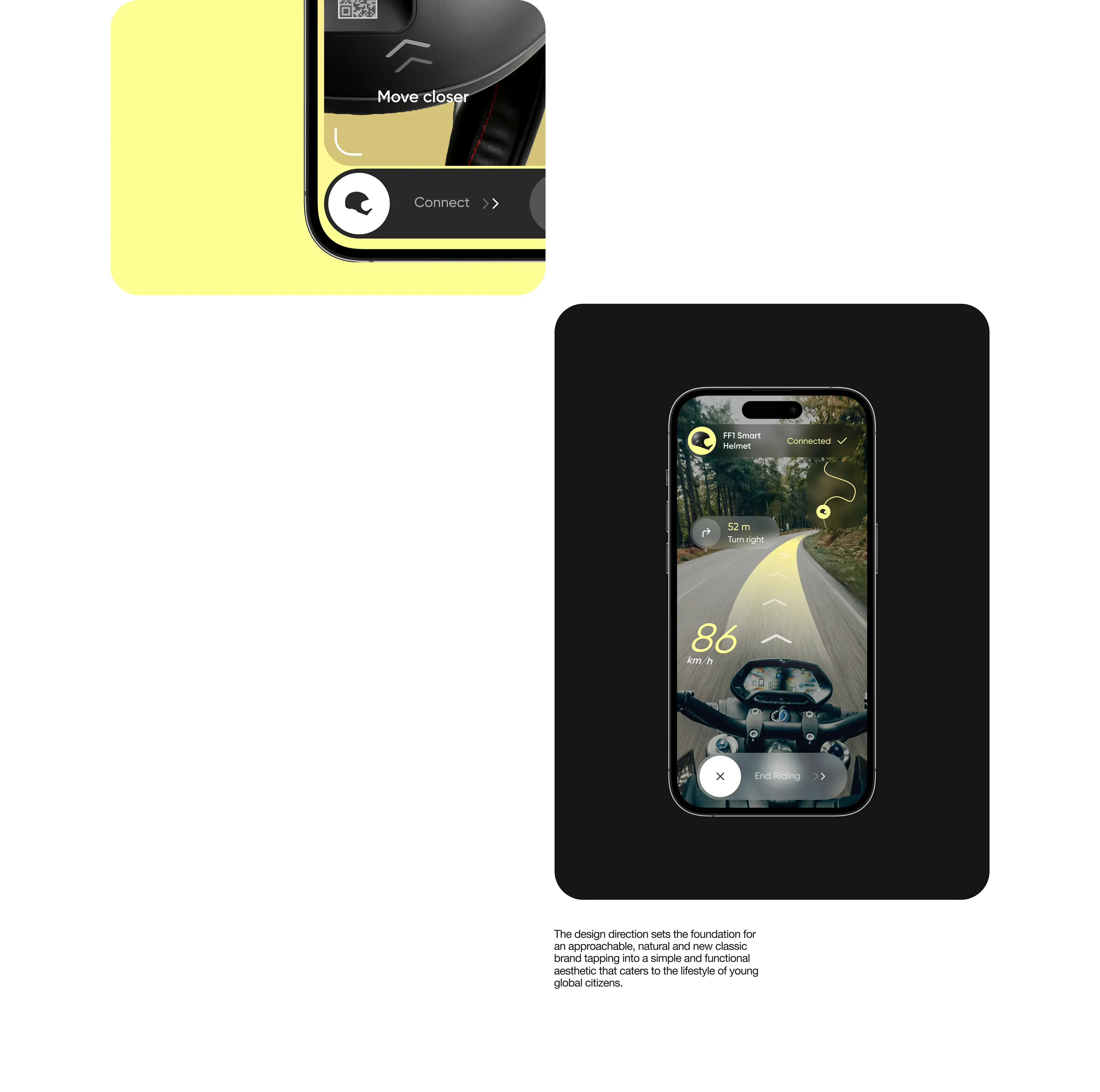 Screenshot of the ridemate mobile app interface on a smartphone, with a motorcycle helmet visible.
