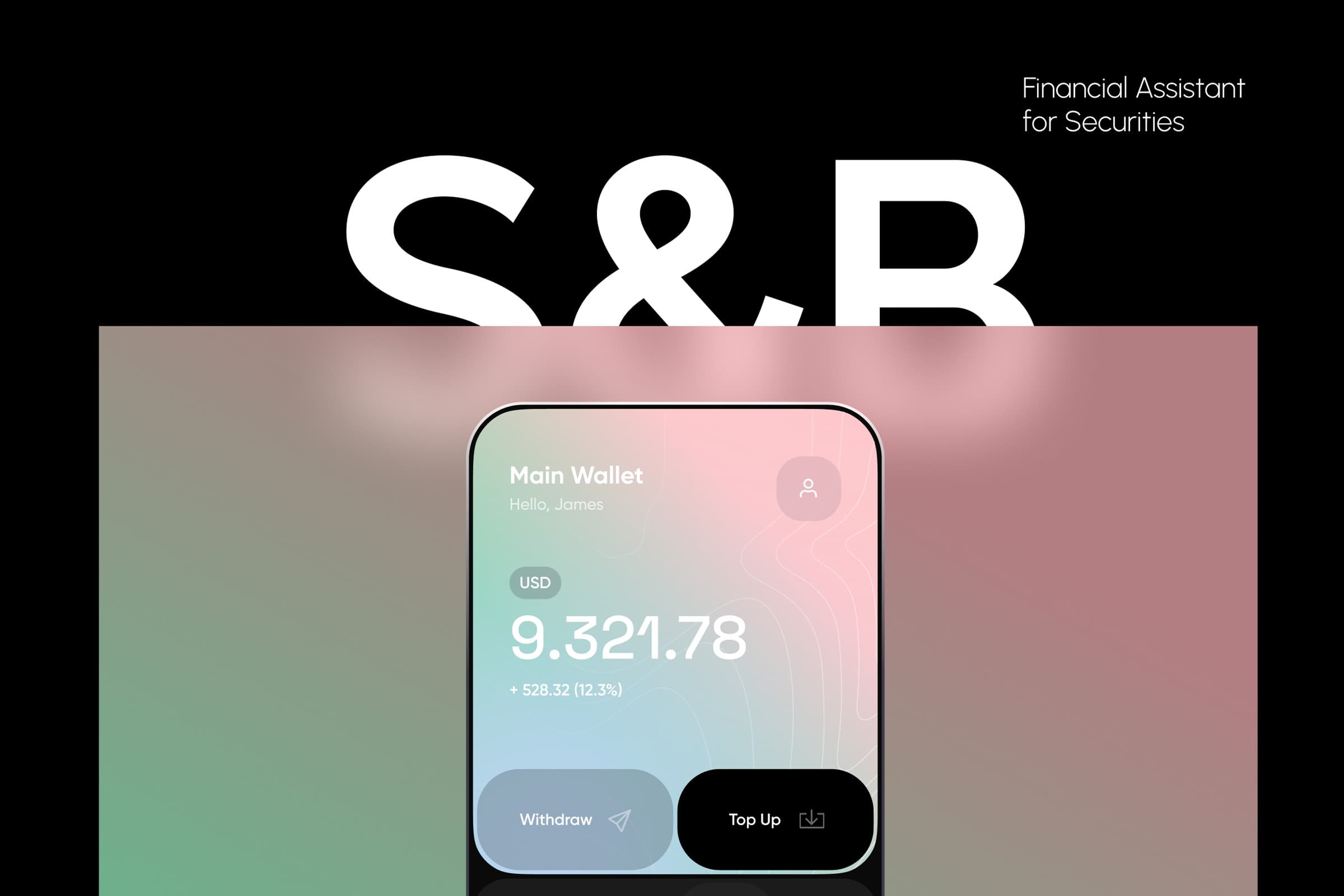 Screenshot of the s-b-financial-assistant-for-securities mobile app dashboard showing financial data.