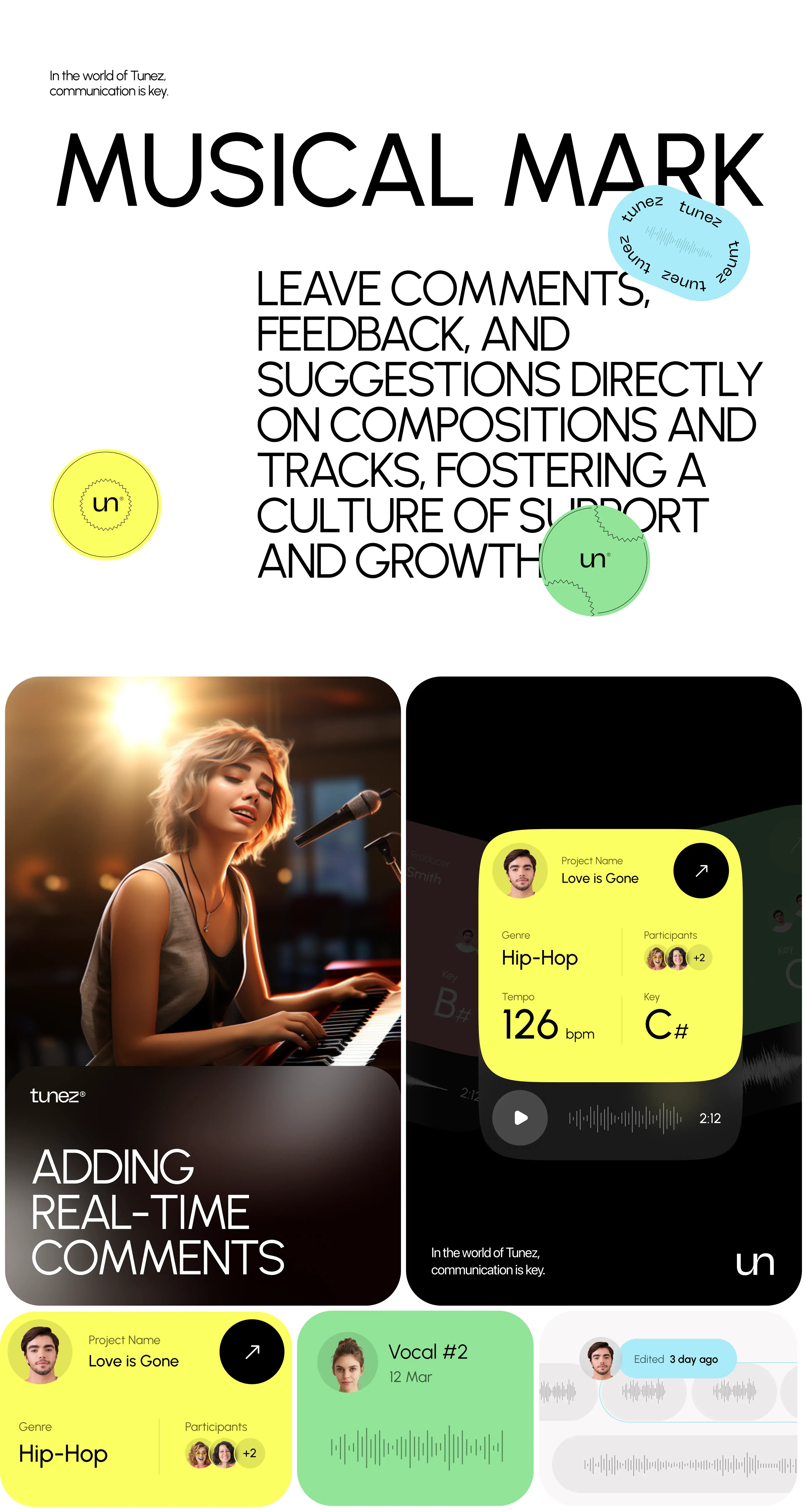 Screenshot graphic for the together-music-maker mobile app's online advertising, featuring people.