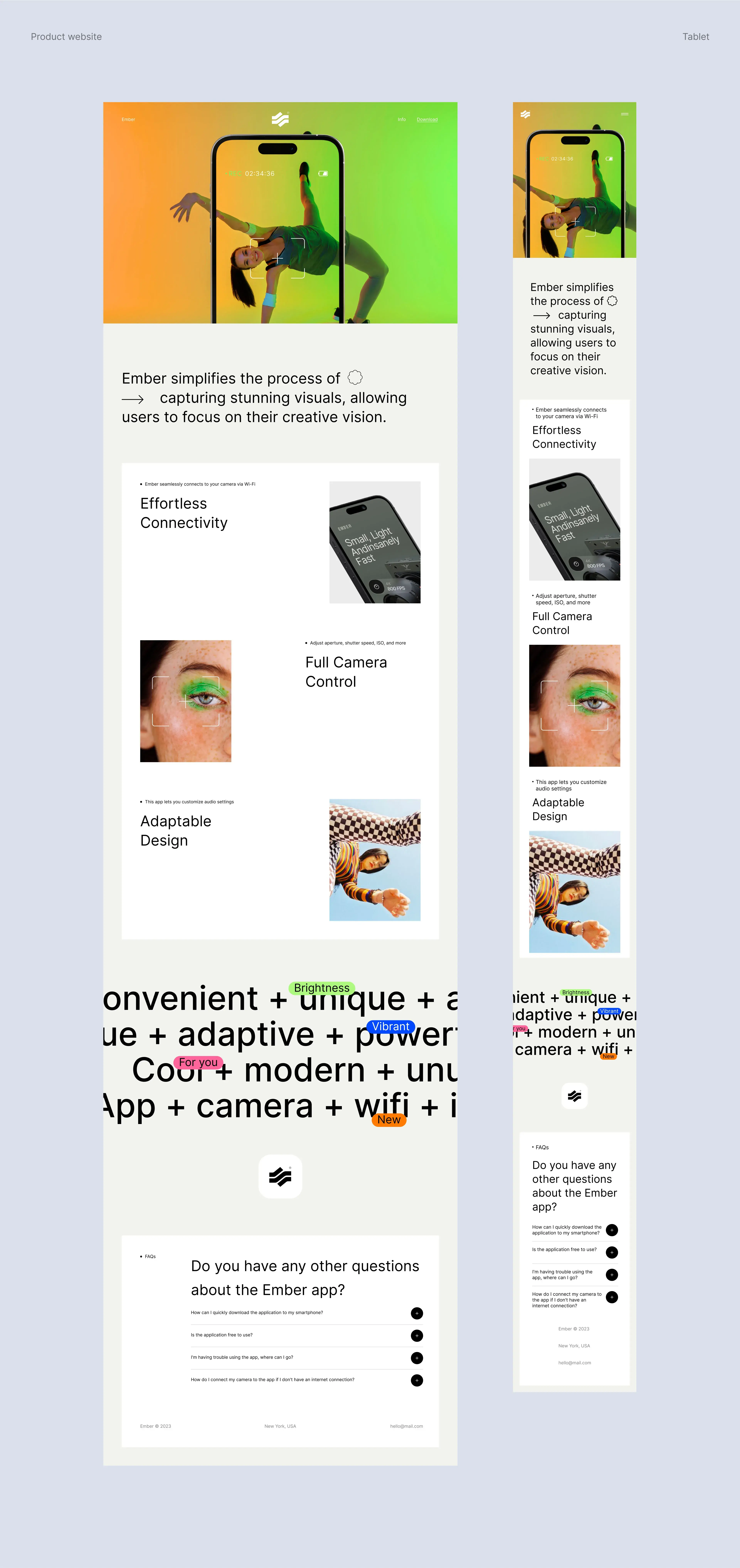 Screenshot of the interface for the Ember camera control mobile app.