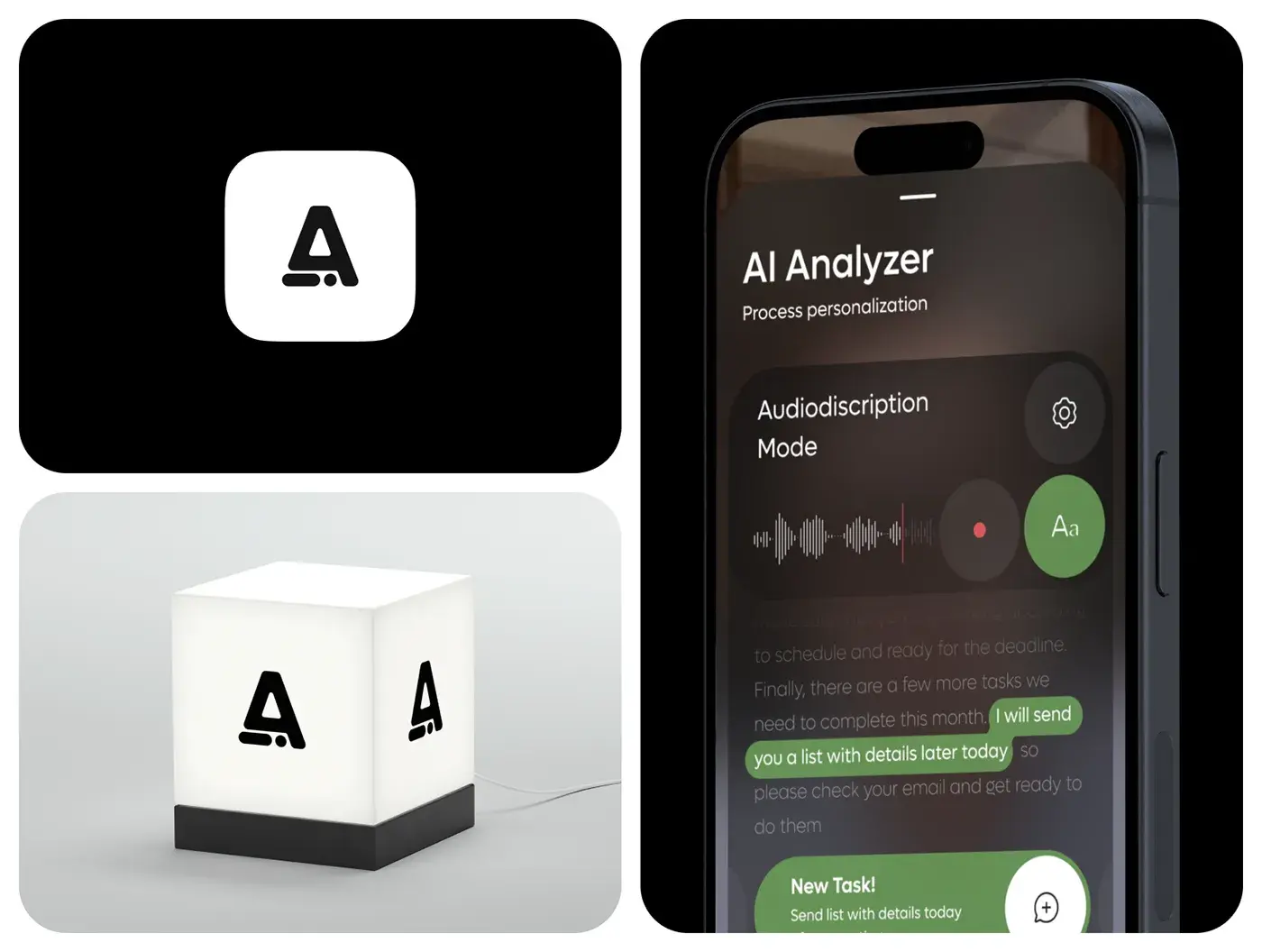 Mobile phone displaying a screenshot of the AI meet app dashboard interface.