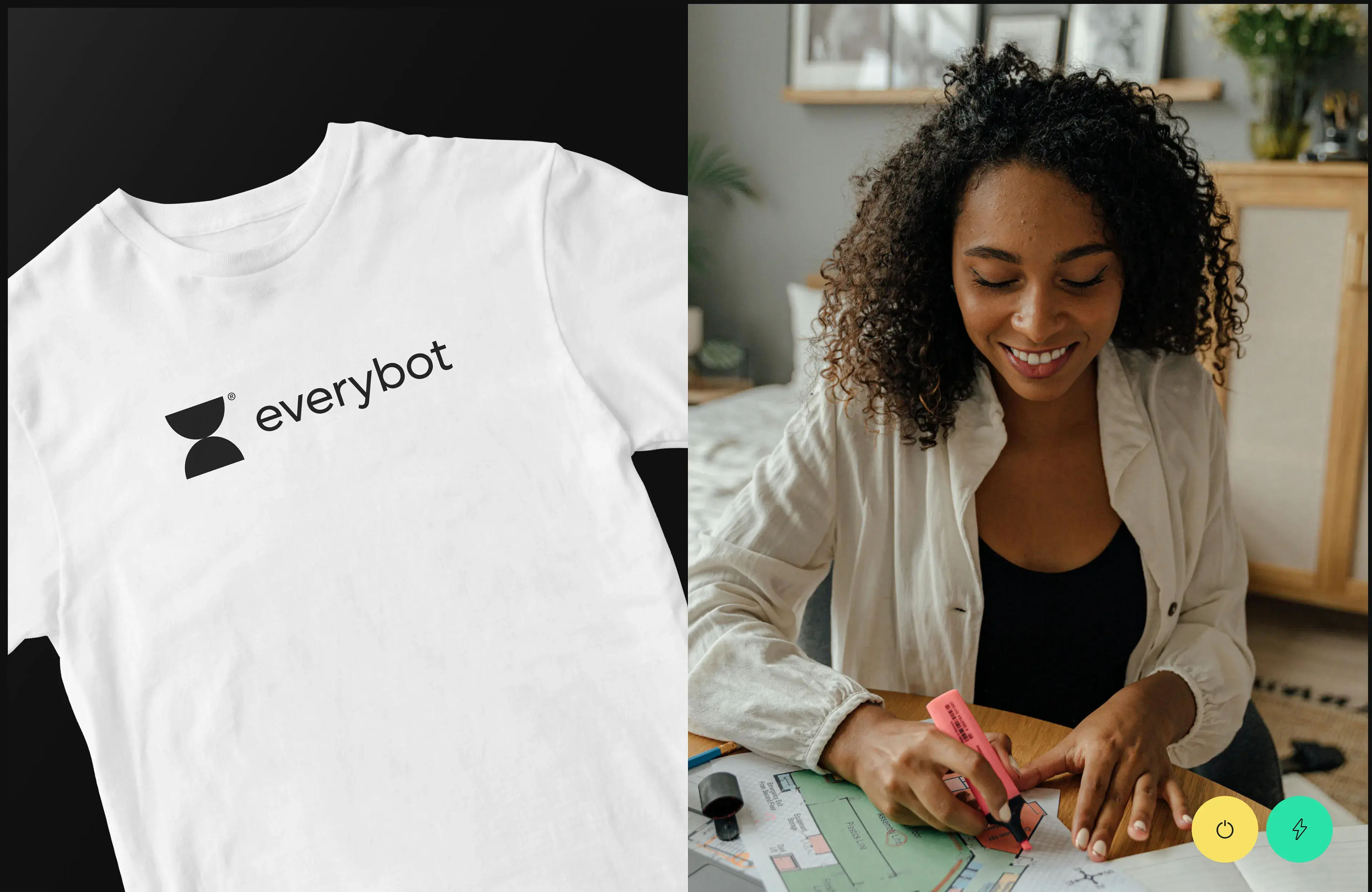 A person working on the Everybot cleaner mobile app design.