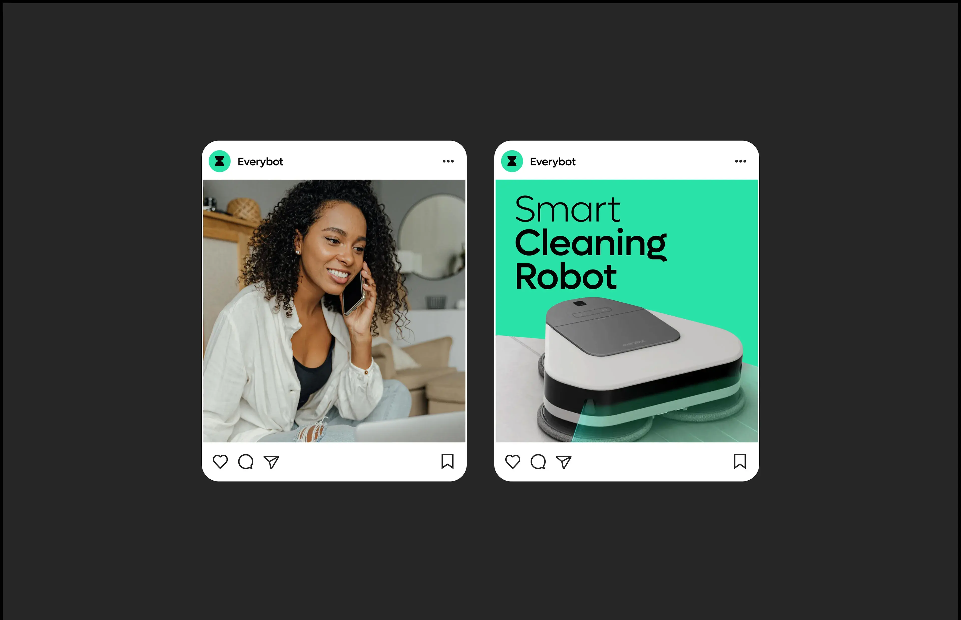 Screenshot showing a person using the Everybot Smart Cleaning Robot mobile app interface.