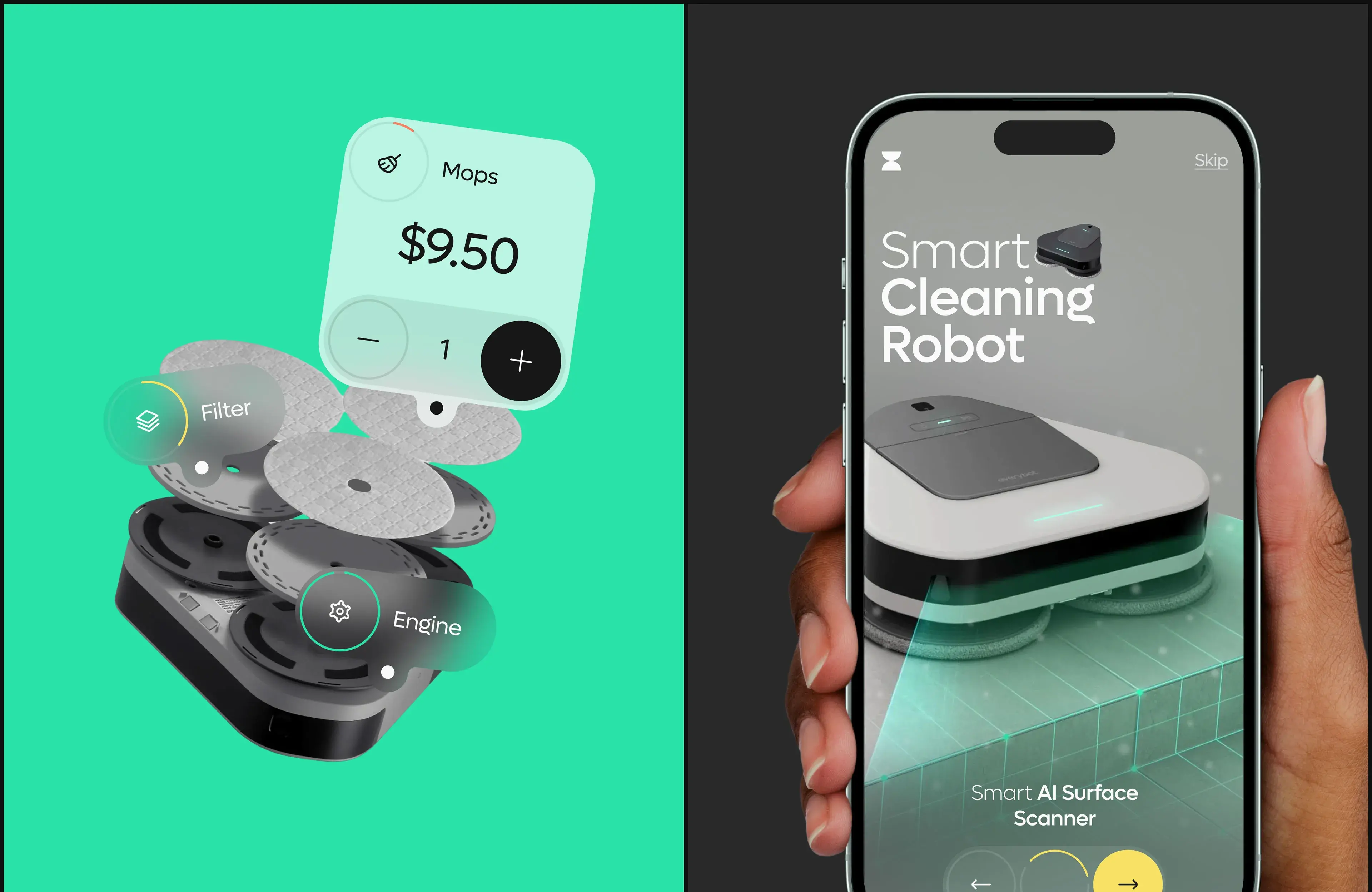 Screenshot of the everybot Smart Cleaning Robot mobile app interface.