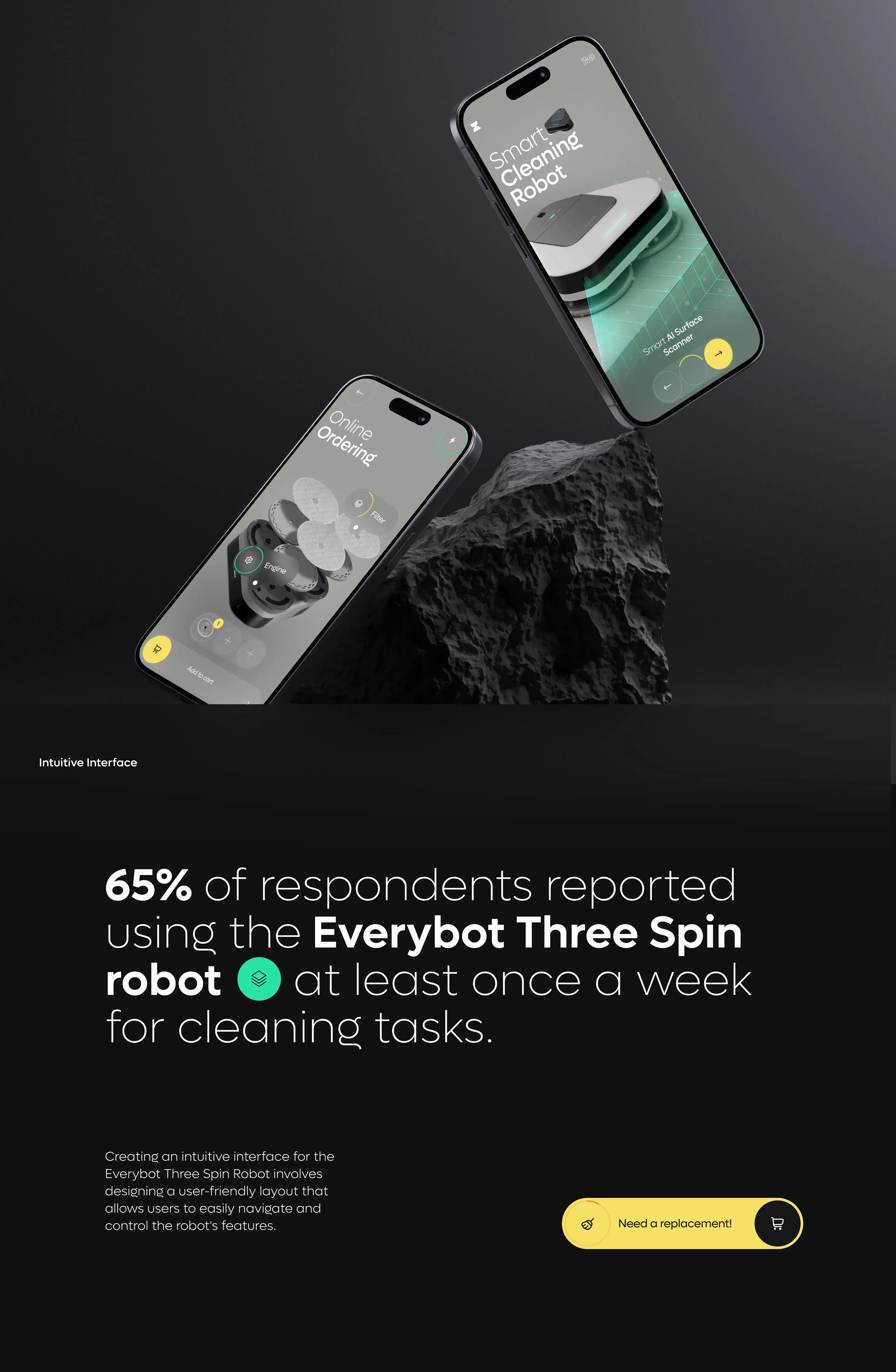 Screenshot of the everybot-cleaner mobile app UI on an iPhone.