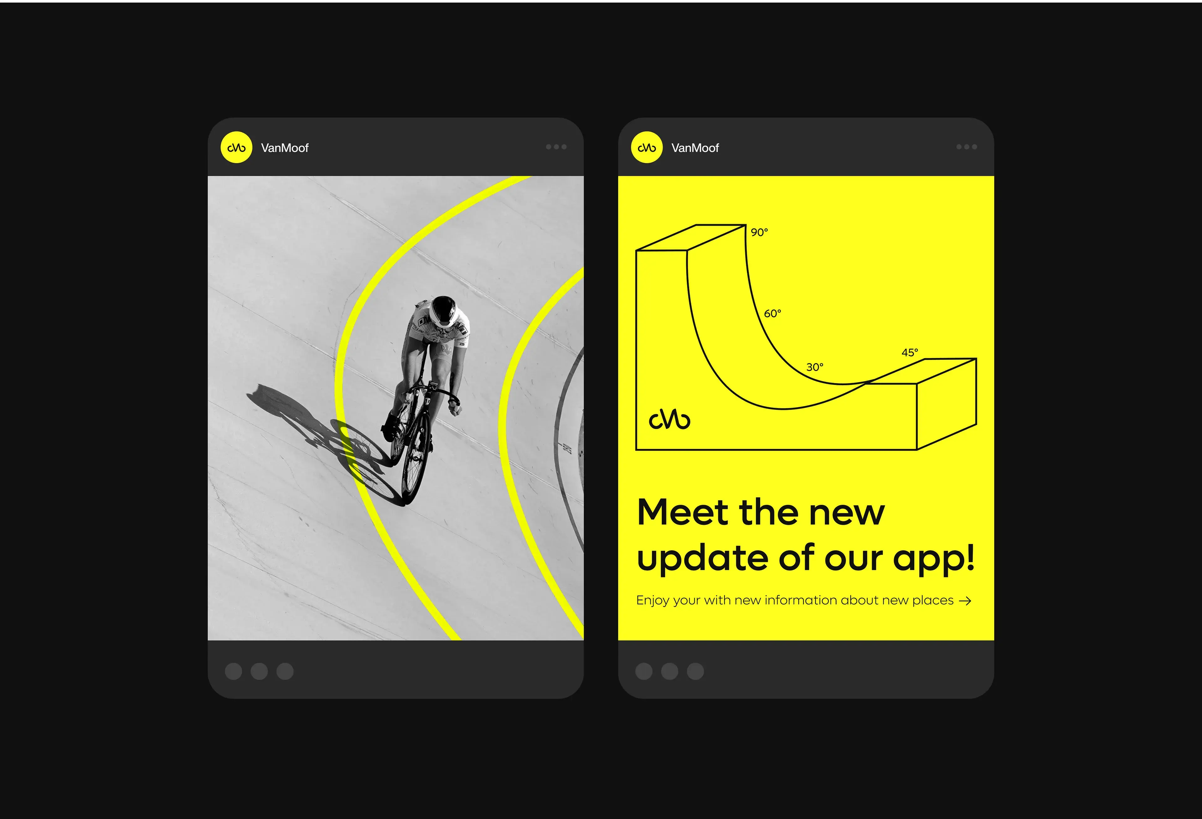 New VanMoof mobile app update interface featuring a person.