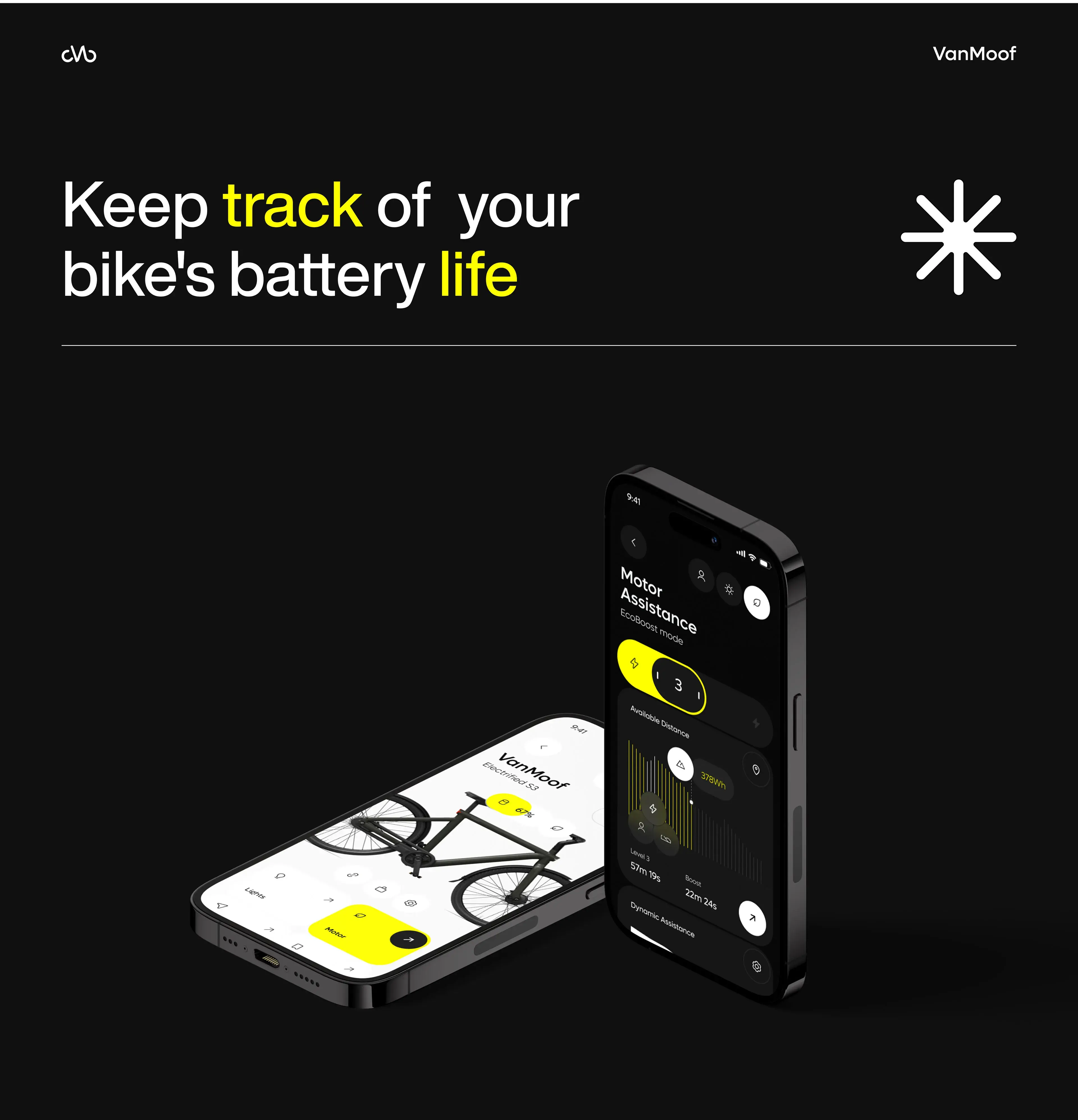Screenshot of the VanMoof mobile app interface on an iPhone, displaying vehicle details.