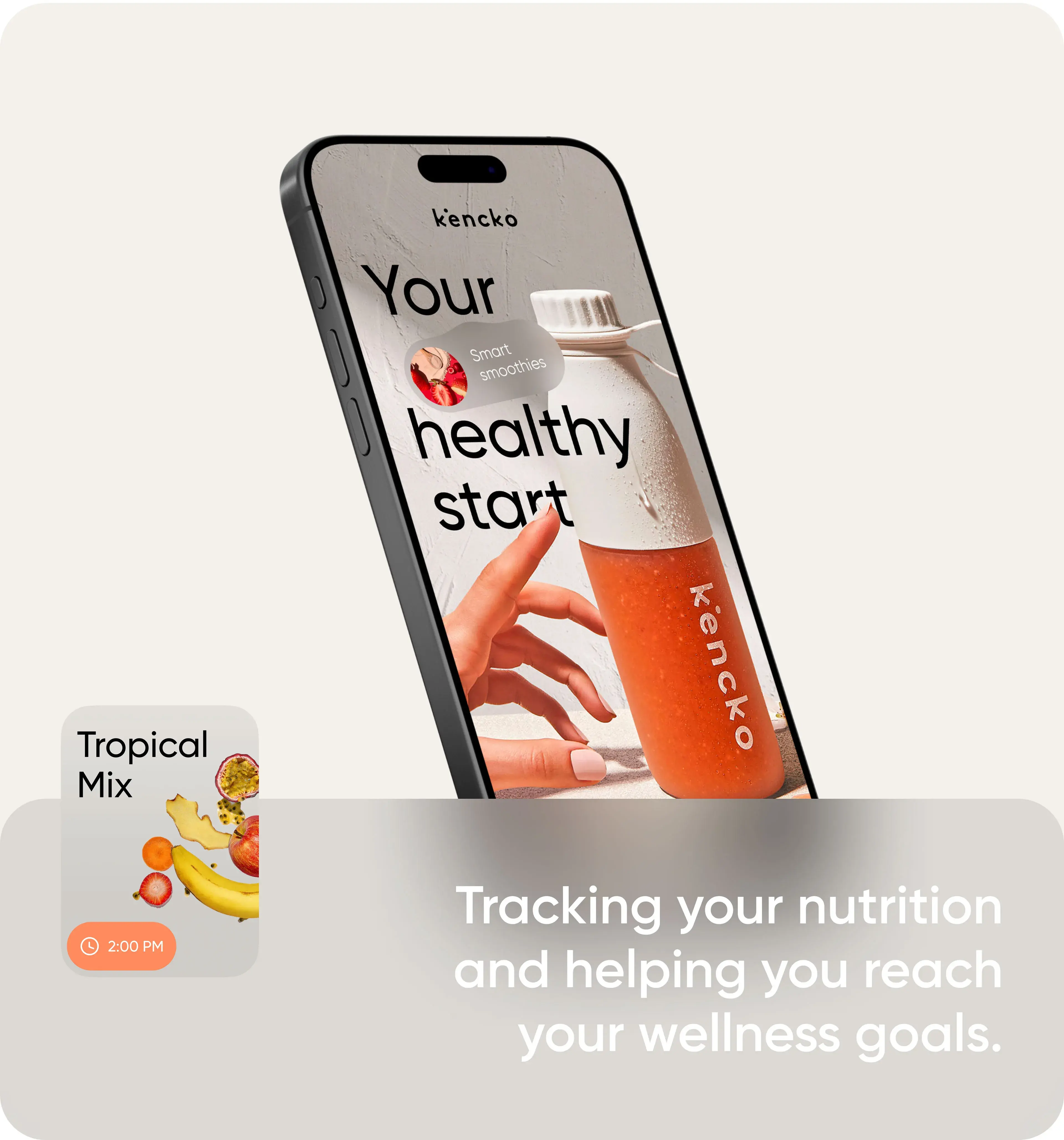 Kencko mobile app on an iPhone, showing nutrition tracking details.