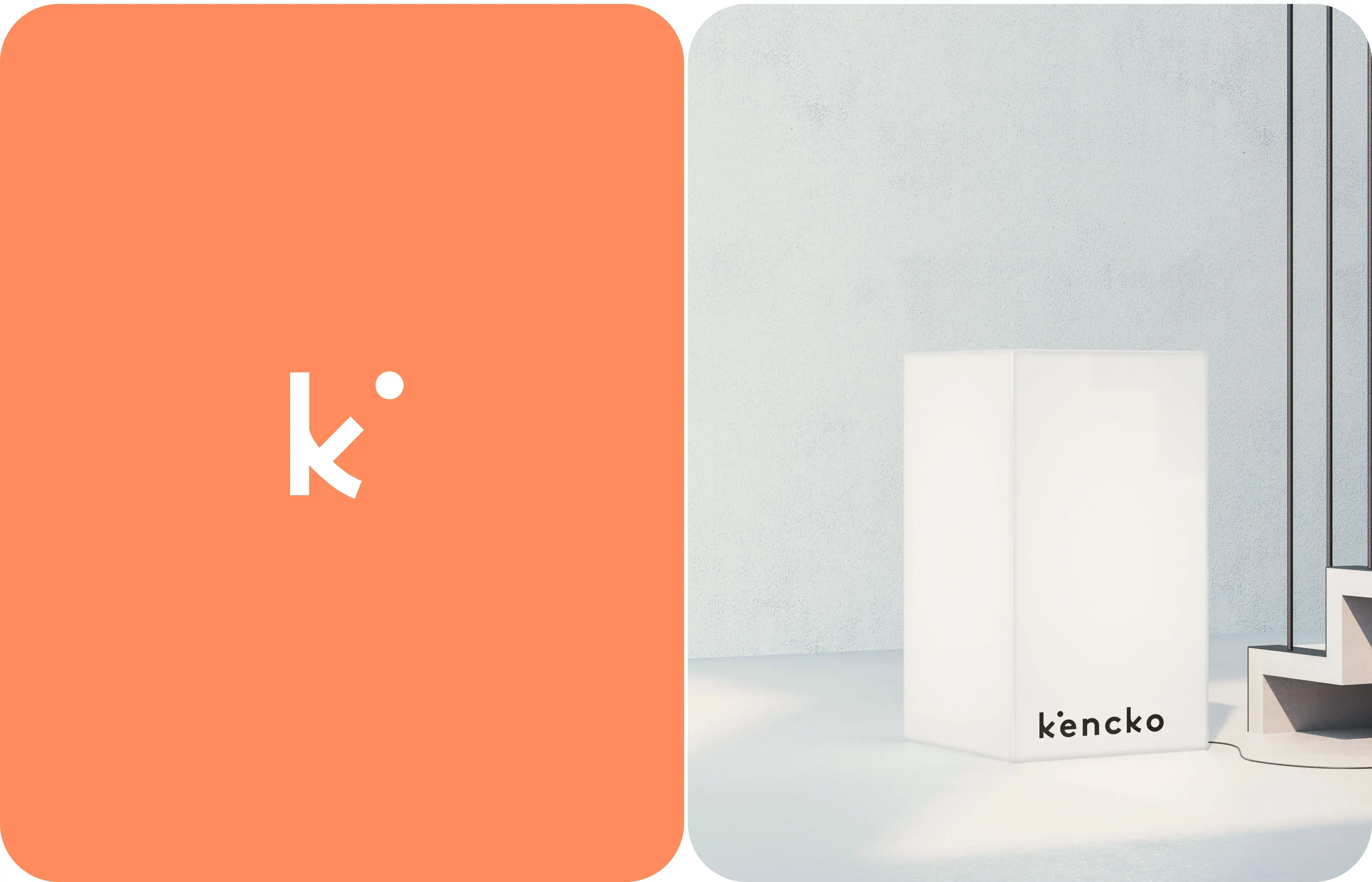 Orange Kenko mobile app UI graphic featuring a meter-like element.
