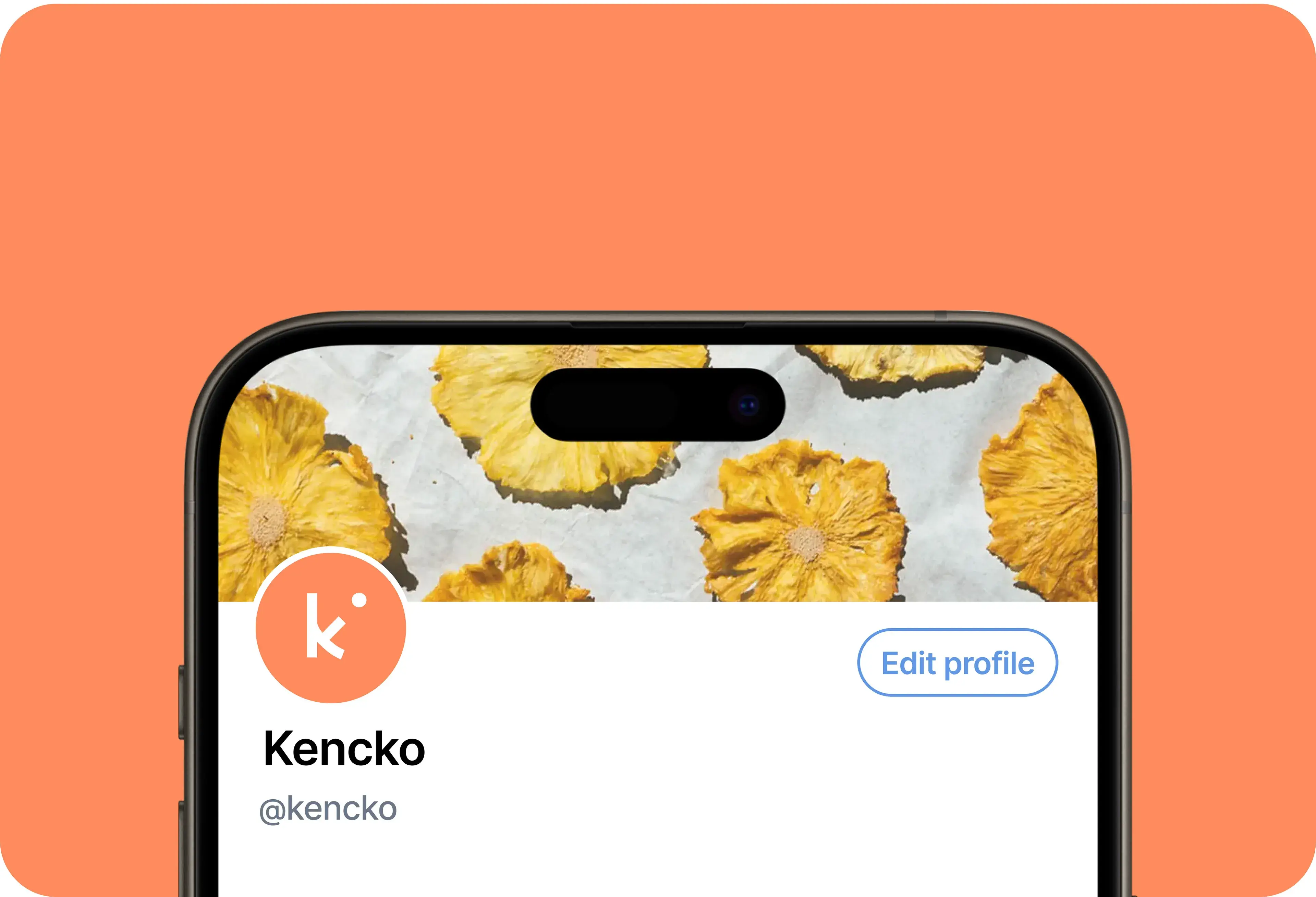 Screenshot of the Kencko mobile app UI, showing the profile screen with 'Edit profile'.