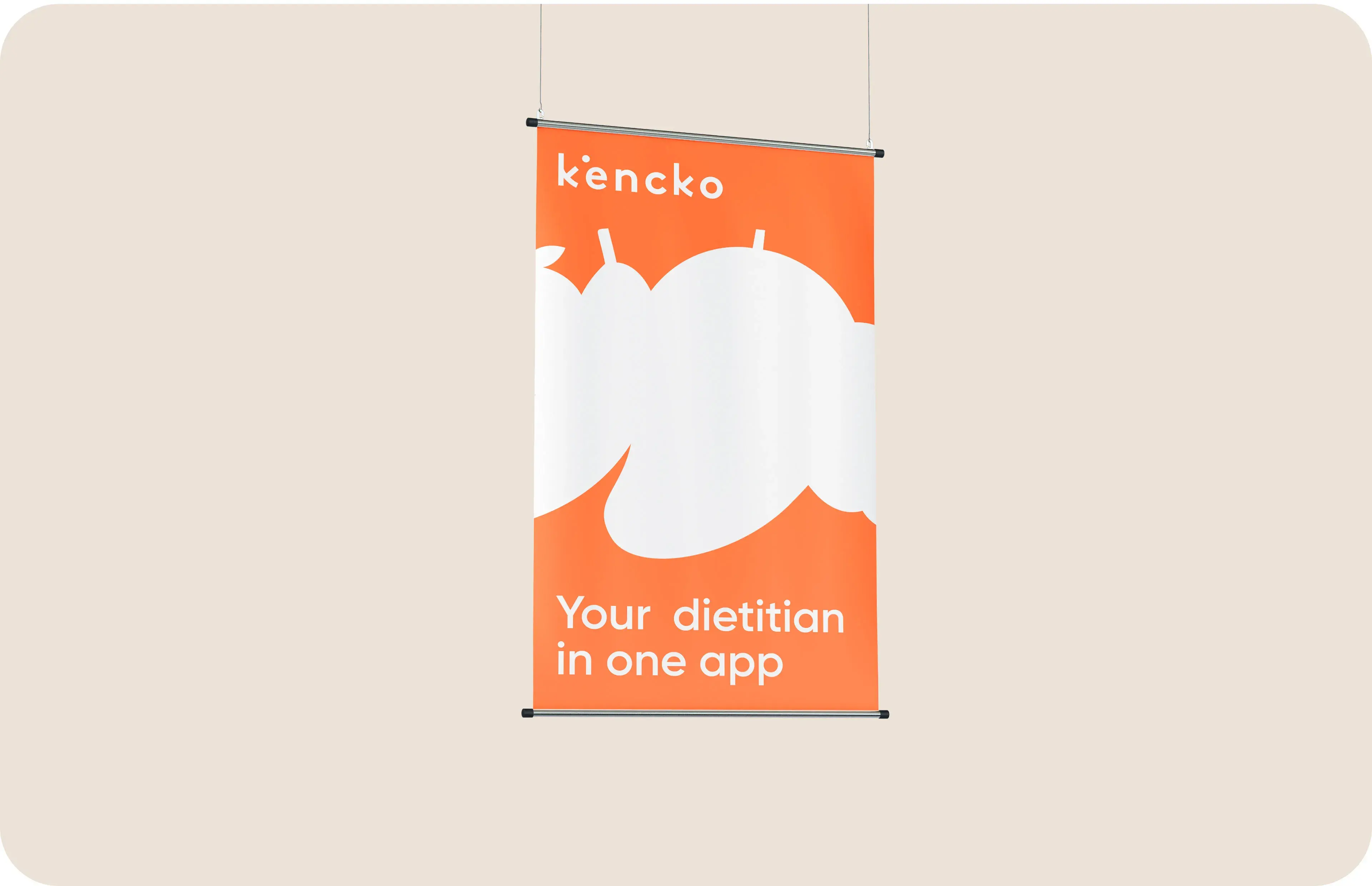 Kencko mobile app graphic design showcasing the tagline "Your dietitian in one app".