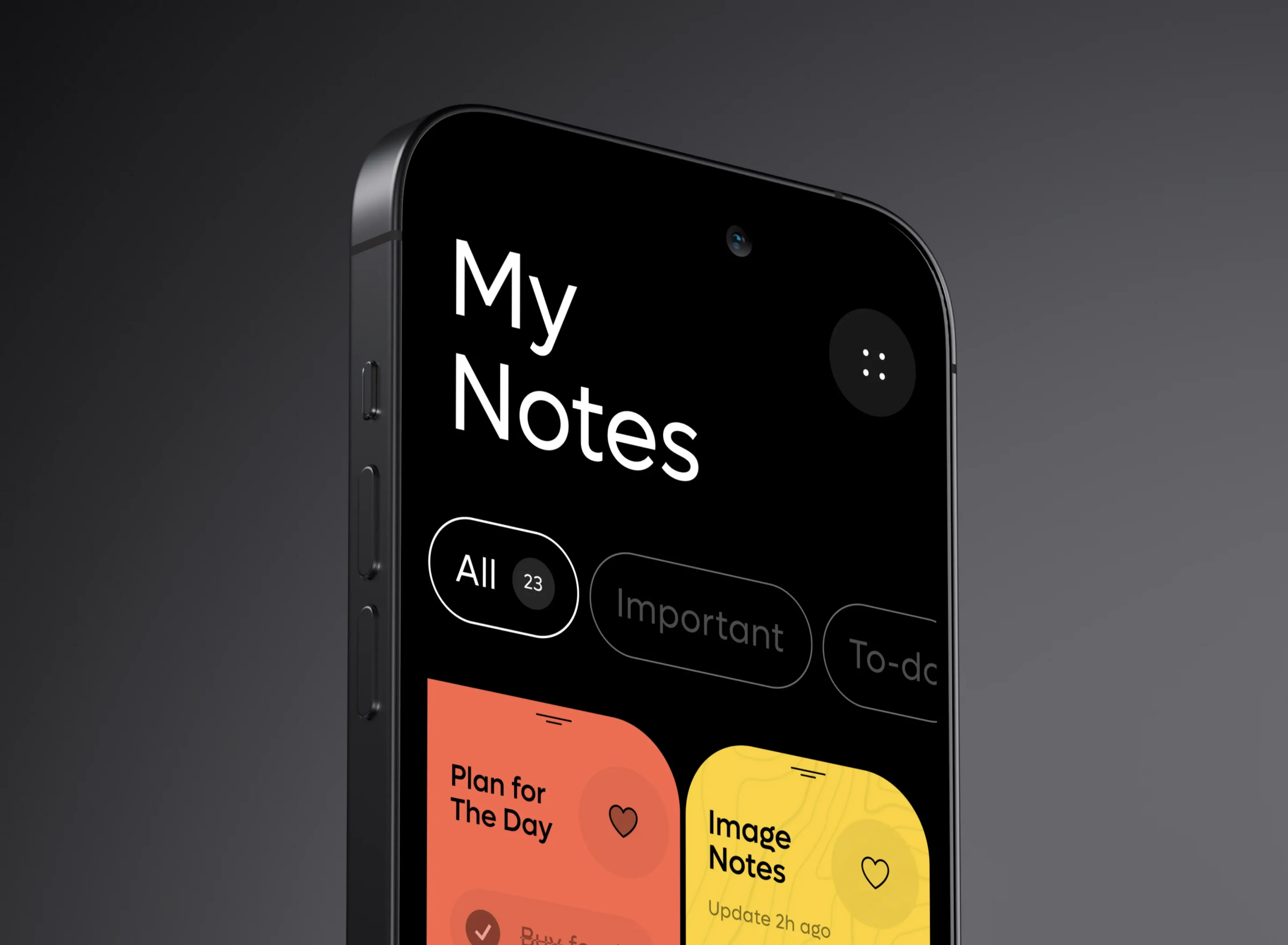 Screenshot of the GoodNotes mobile app interface on a smartphone, showing notes and the brand's font.