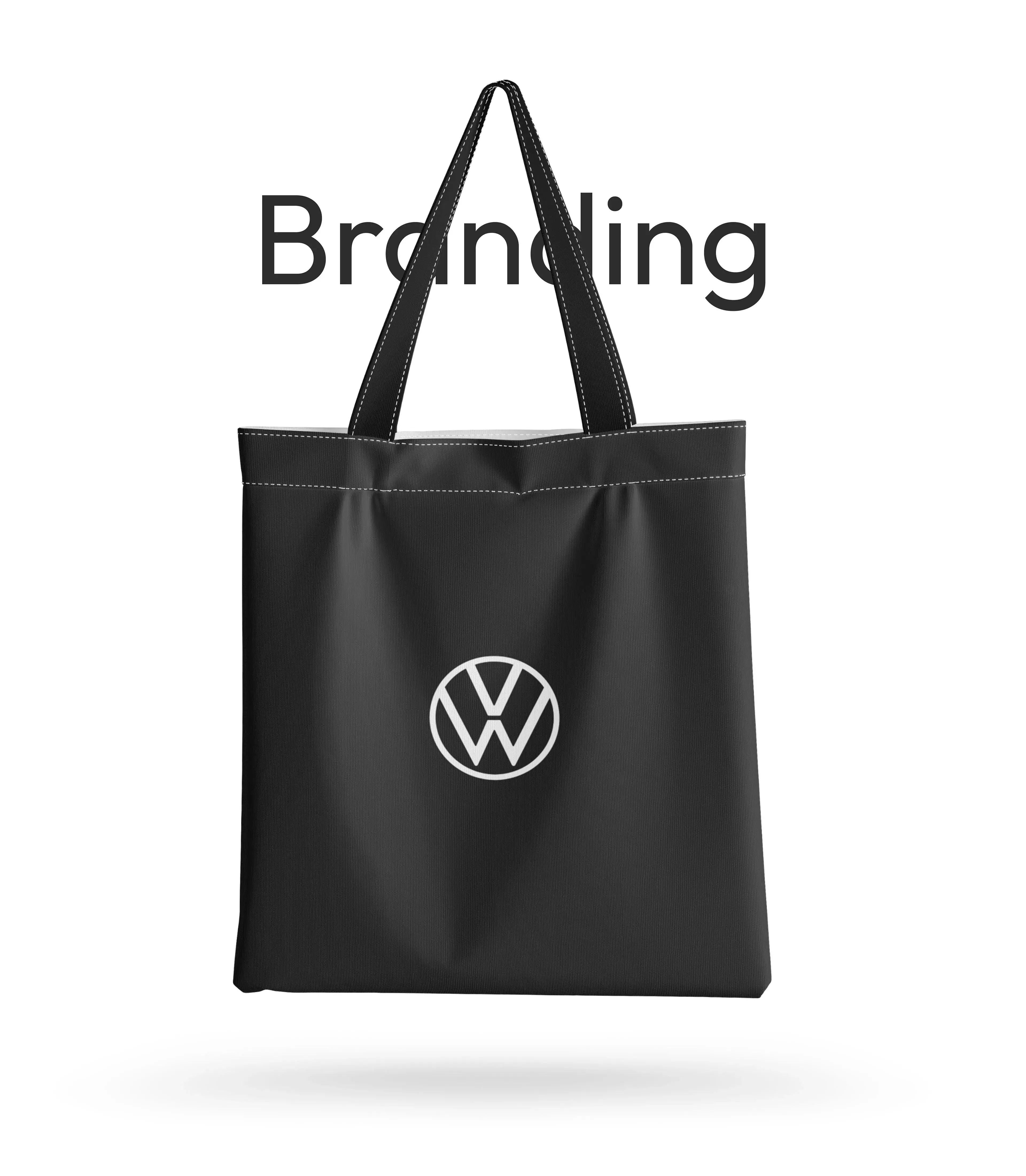 Tote bag with "Branding W" text, illustrating Volkswagen branding in the case study.