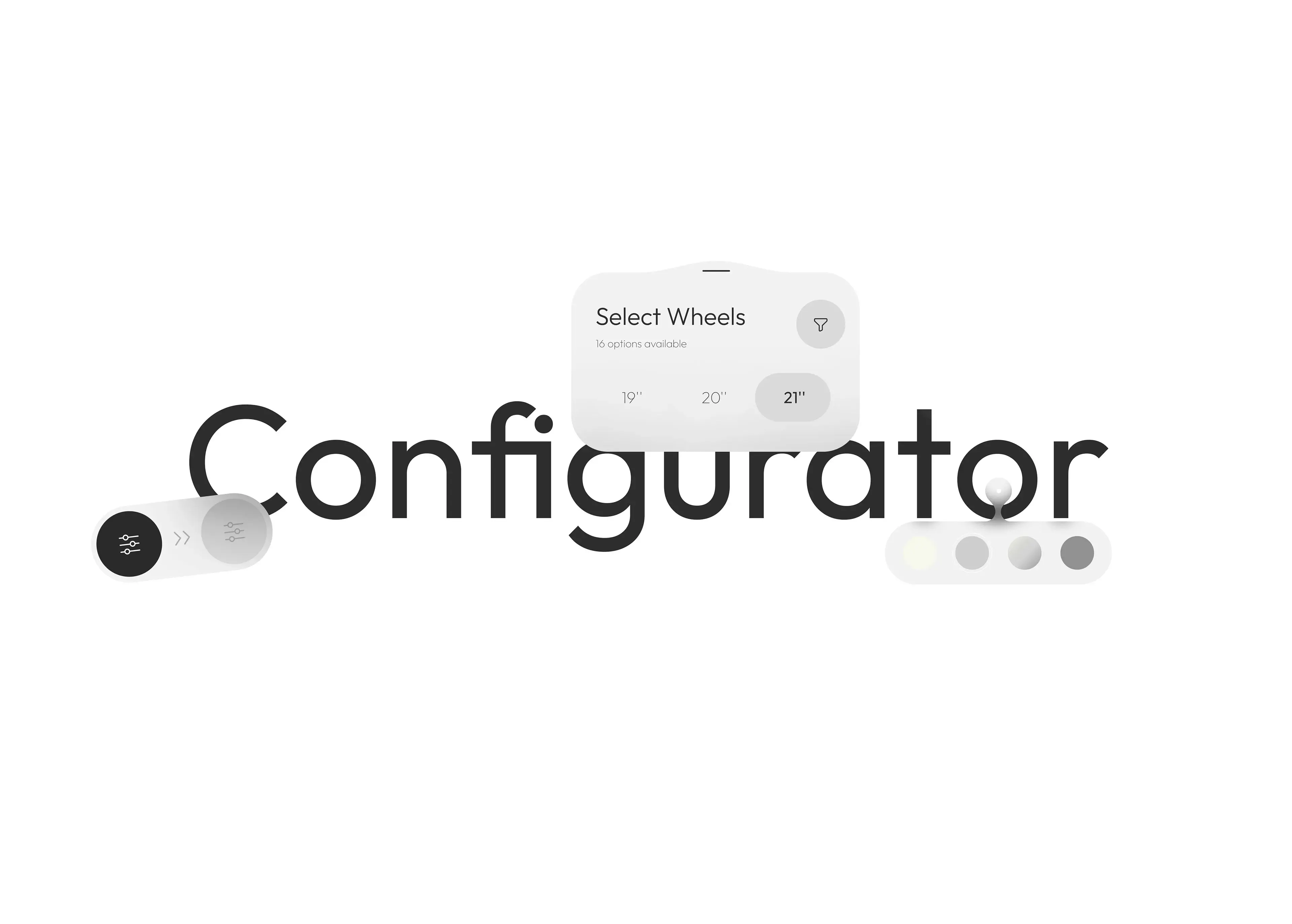 Volkswagen configurator app UI showing the "Select Wheels" selection screen.