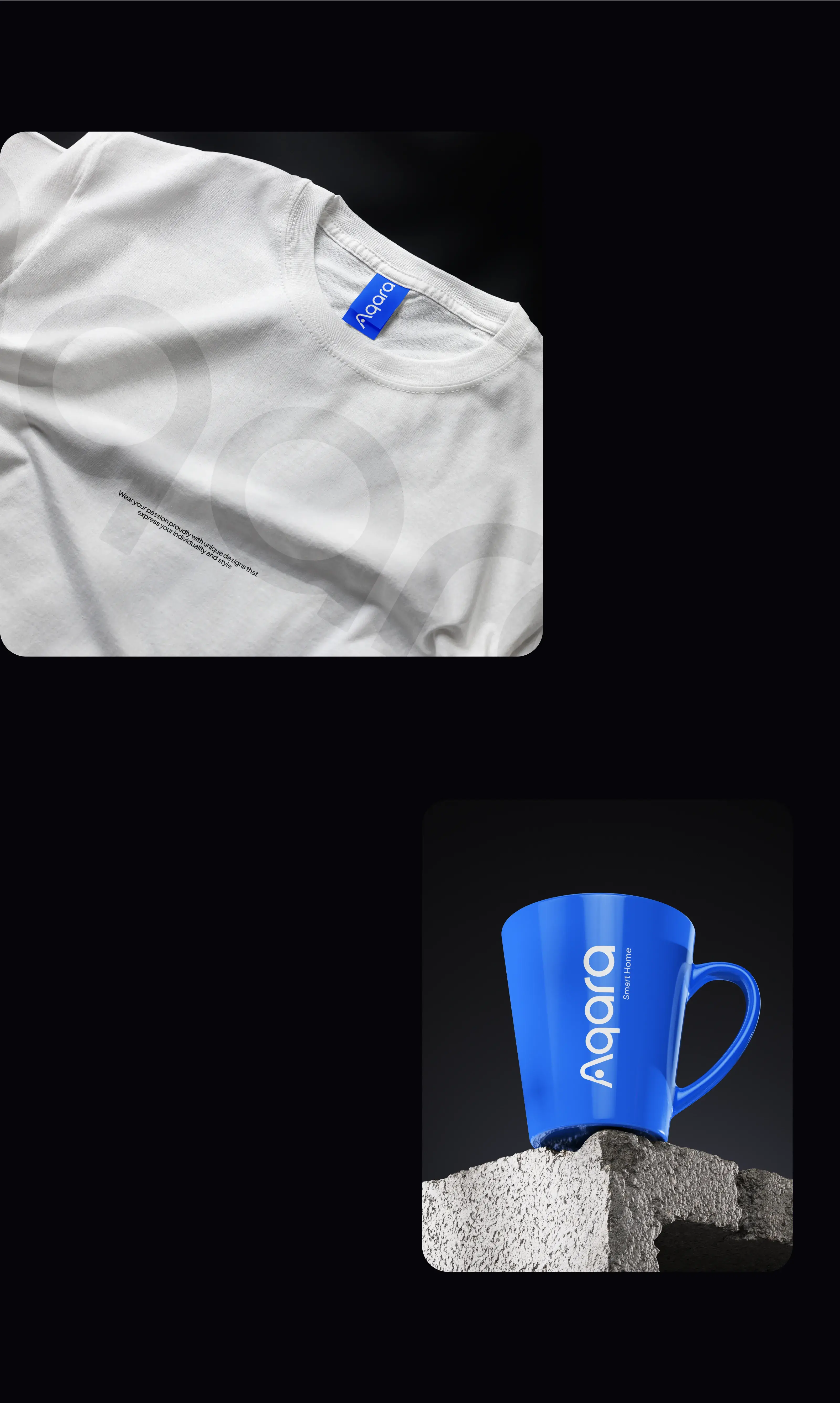 Coffee cup and text about Aqara Smart Home UI/UX designs.
