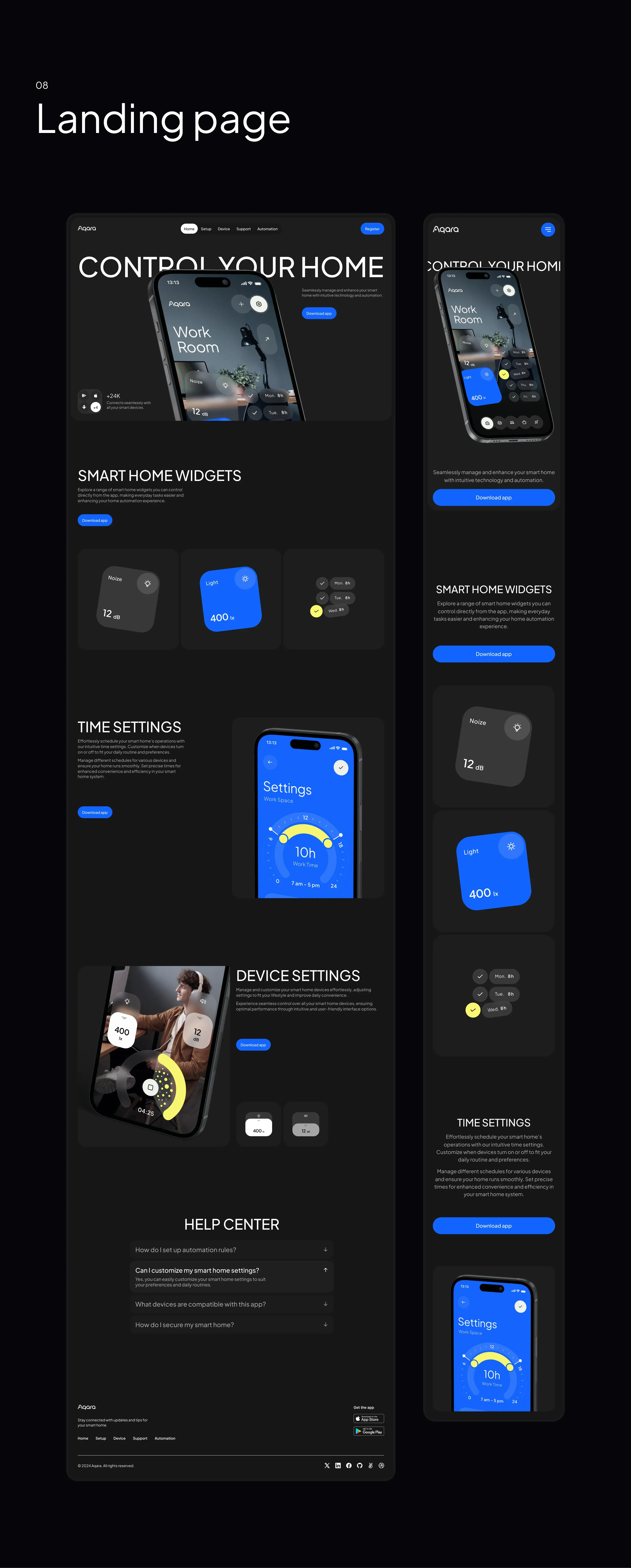 Screenshot of the Aqara smart home app UI displayed on mobile phones.