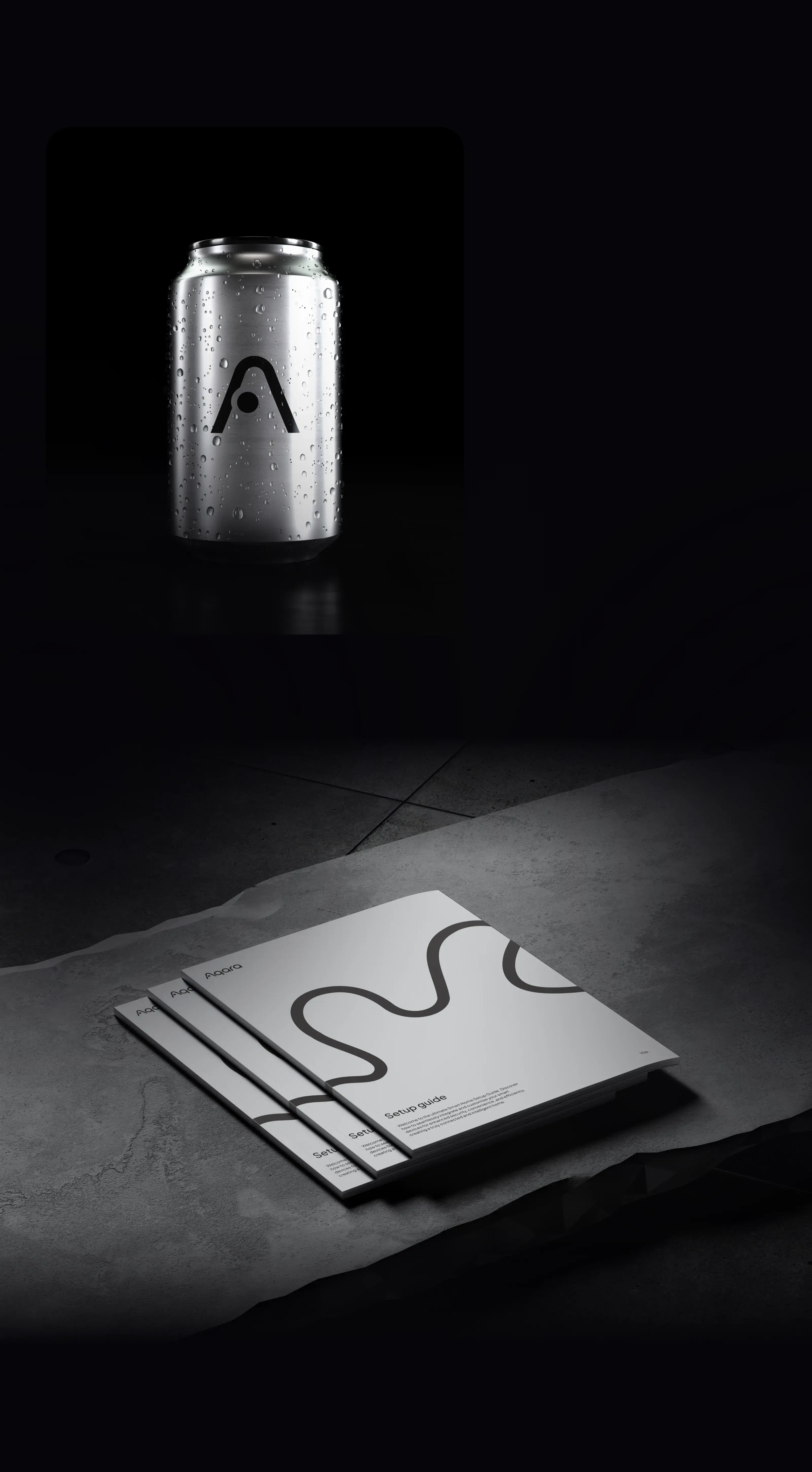Coffee cup and text about Aqara Smart Home UI/UX designs.