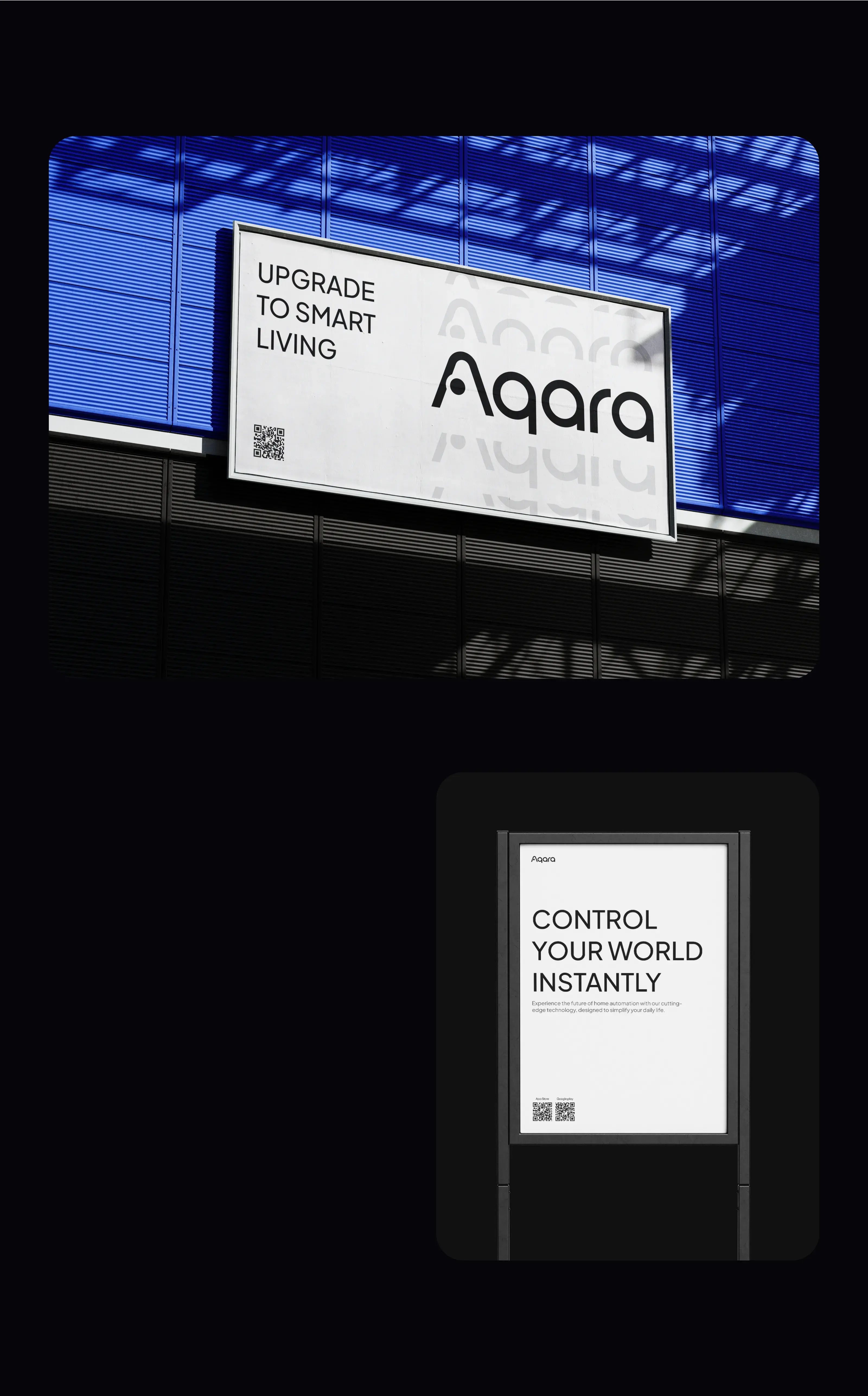 Screenshot of the Aqara smart home app user interface showing design elements, graphics, and font.