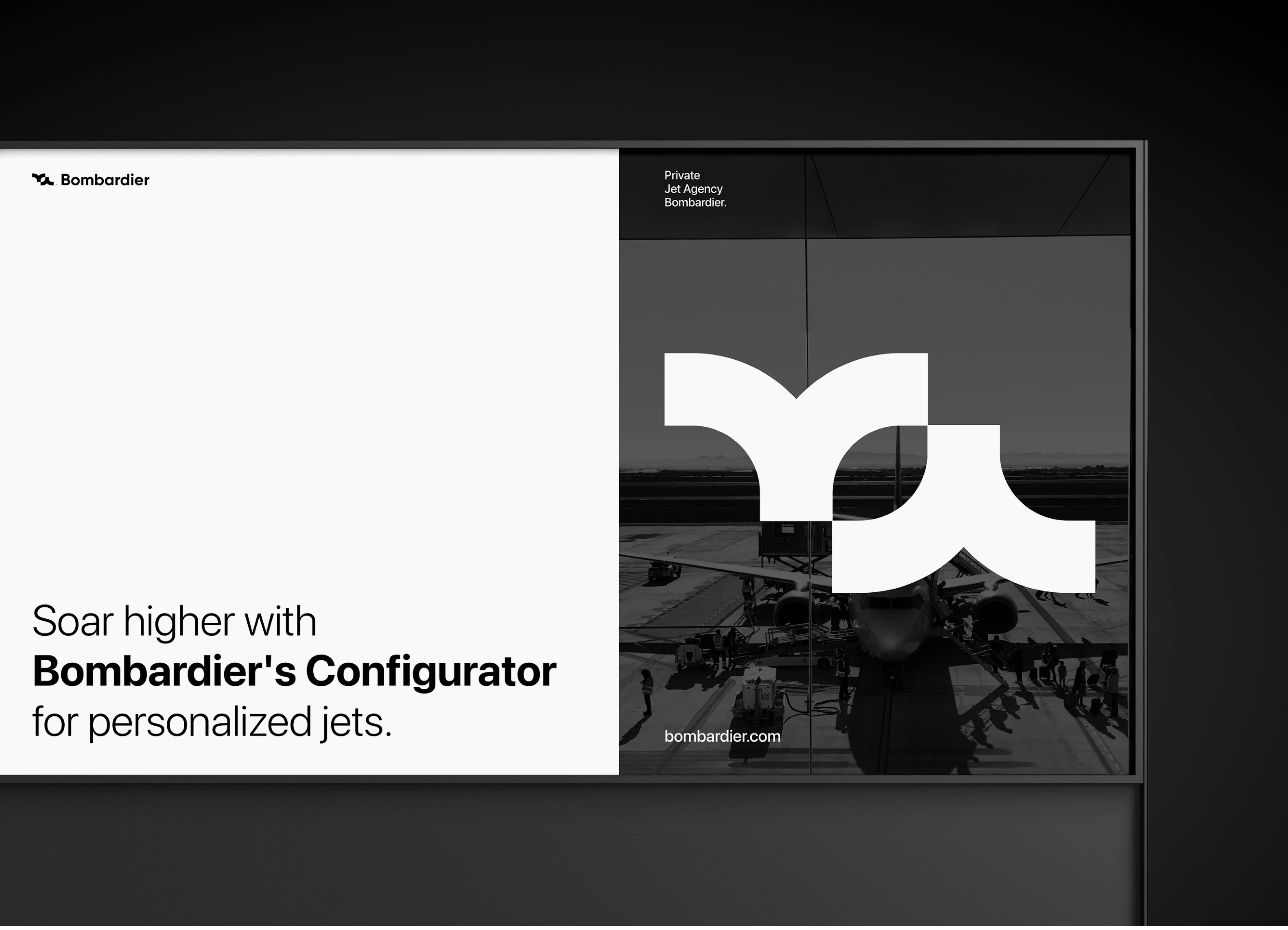 Screenshot of Bombardier's private jet configurator website UI, relevant to the UI/UX design case study.