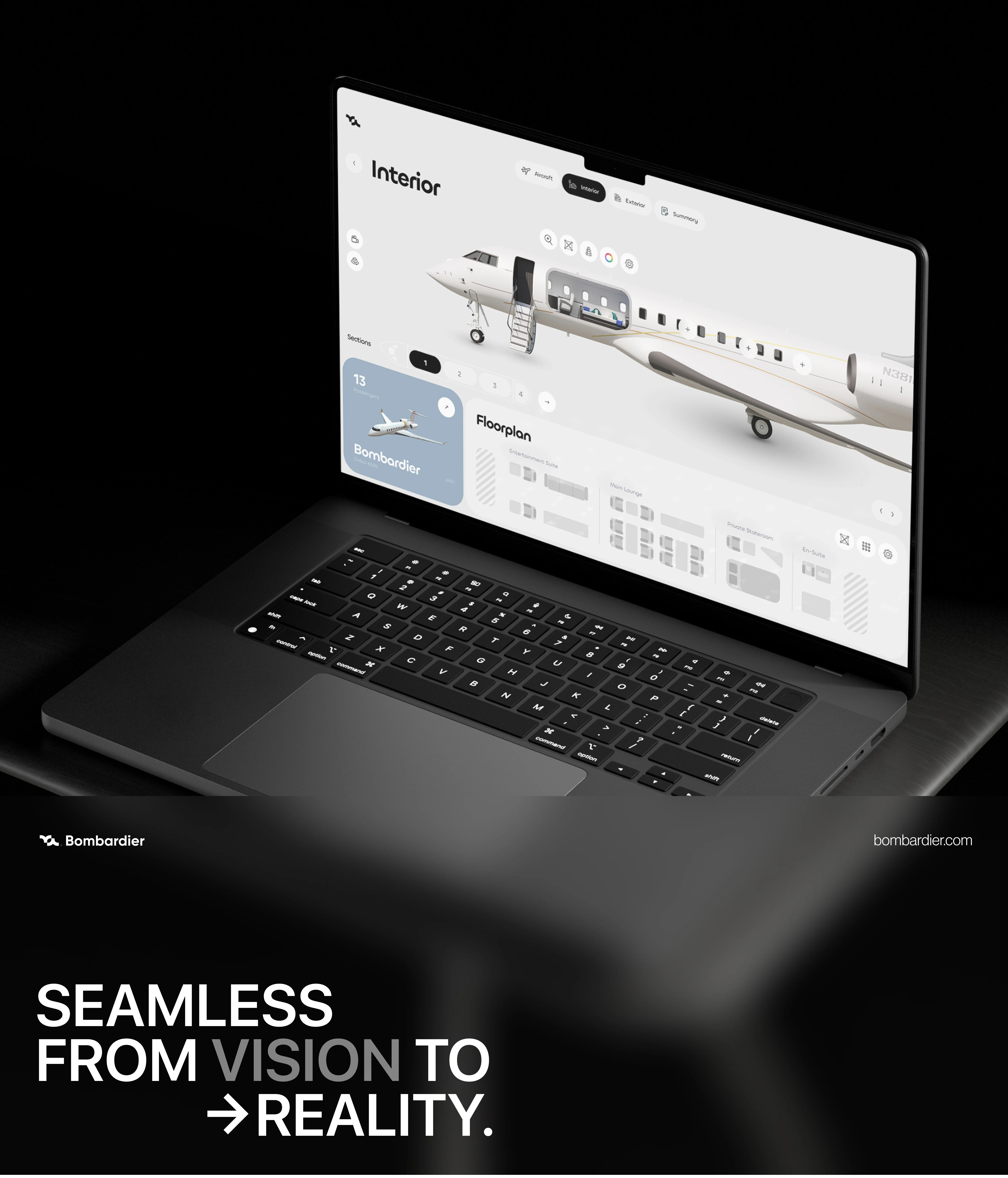 Jet customization options in Bombardier configurator.