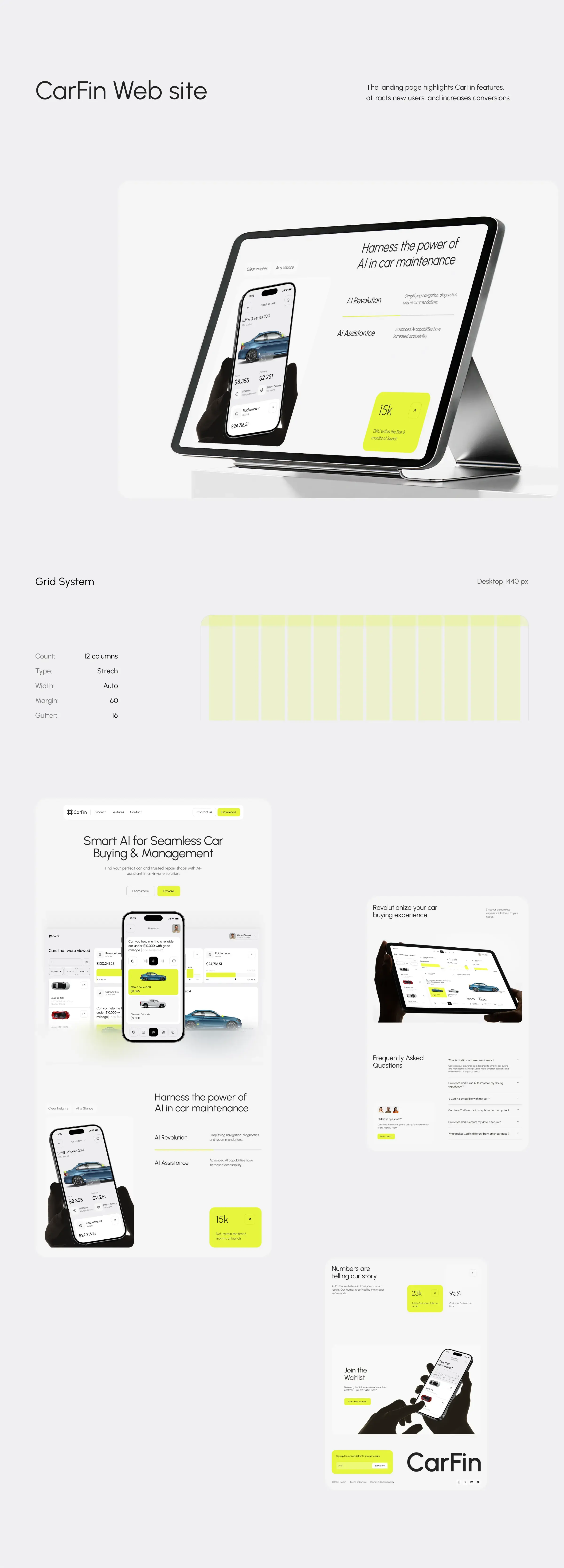 Mobile screen showing a concept design for a car search AI assistant interface.