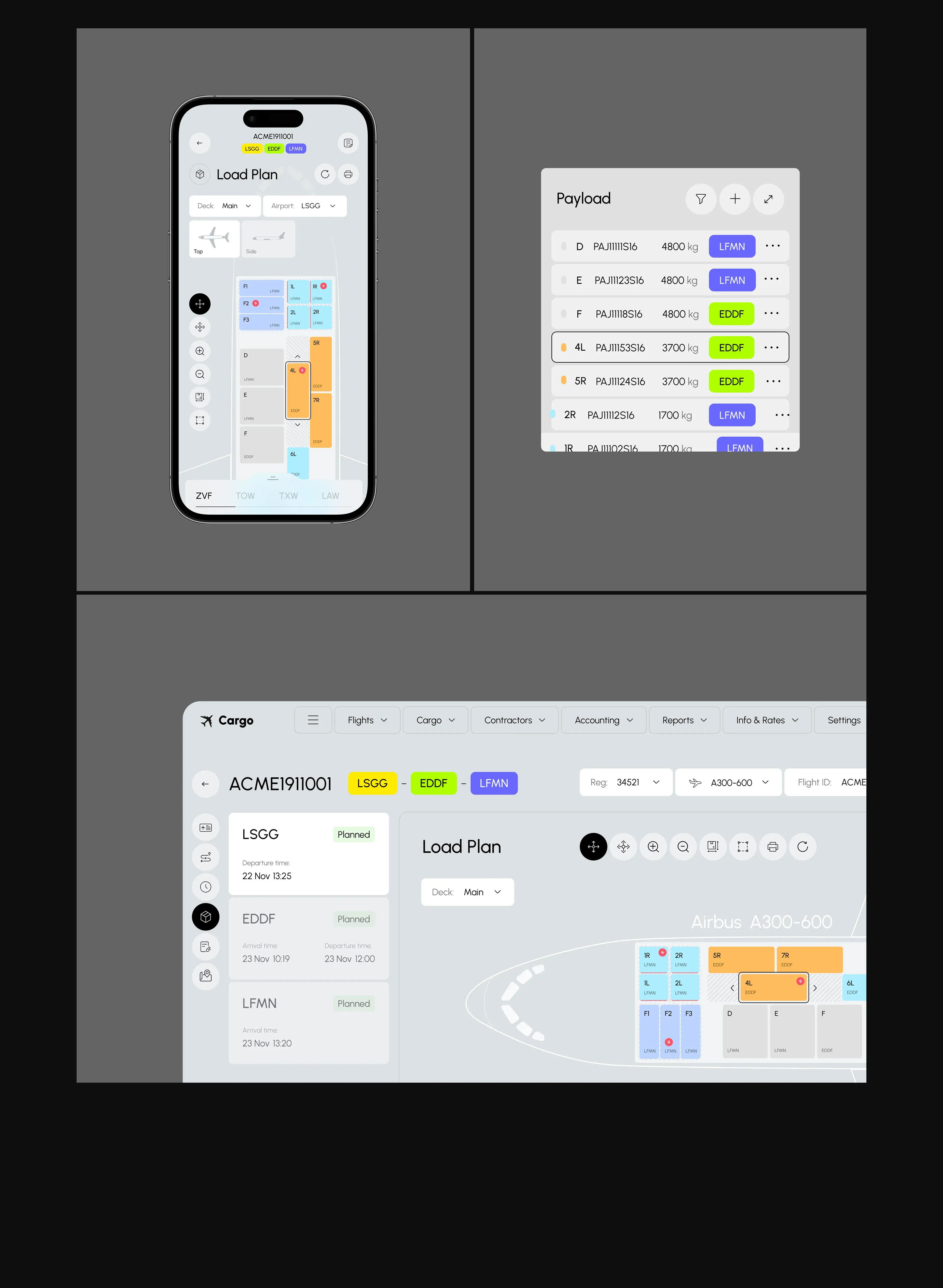 Screenshot of a cargo TMS web application interface on a mobile phone.