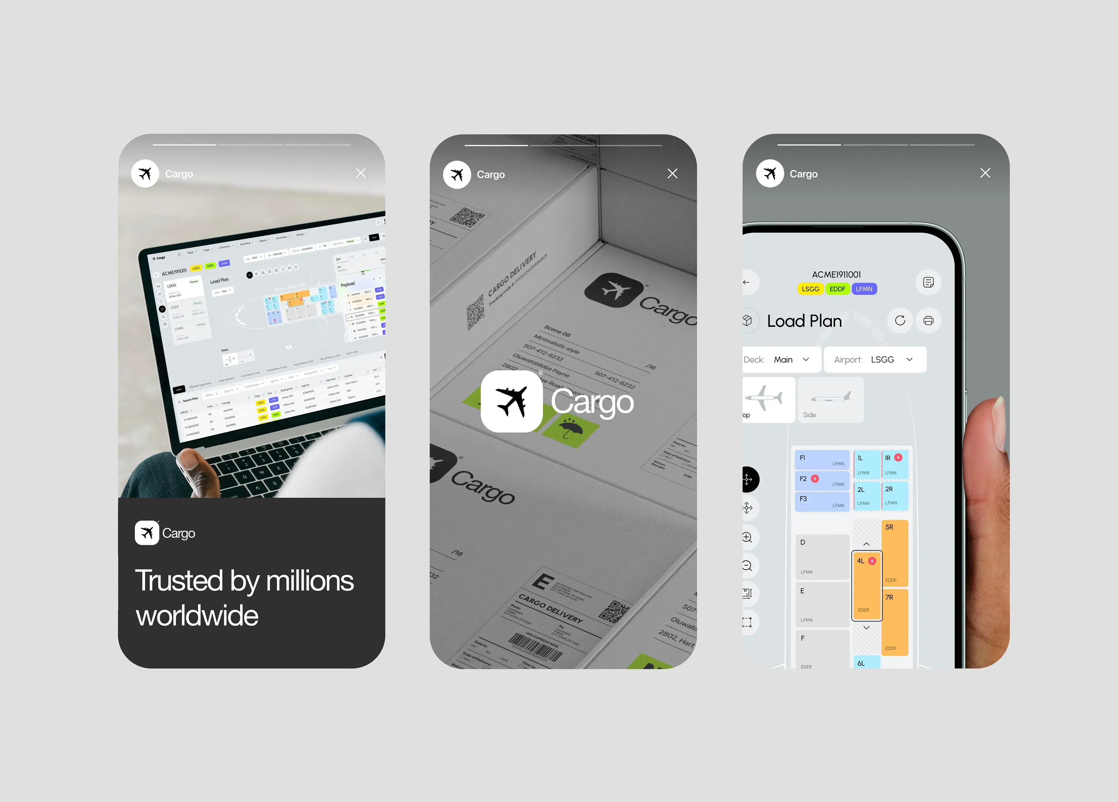 Screenshot of a mobile application interface for a cargo TMS.