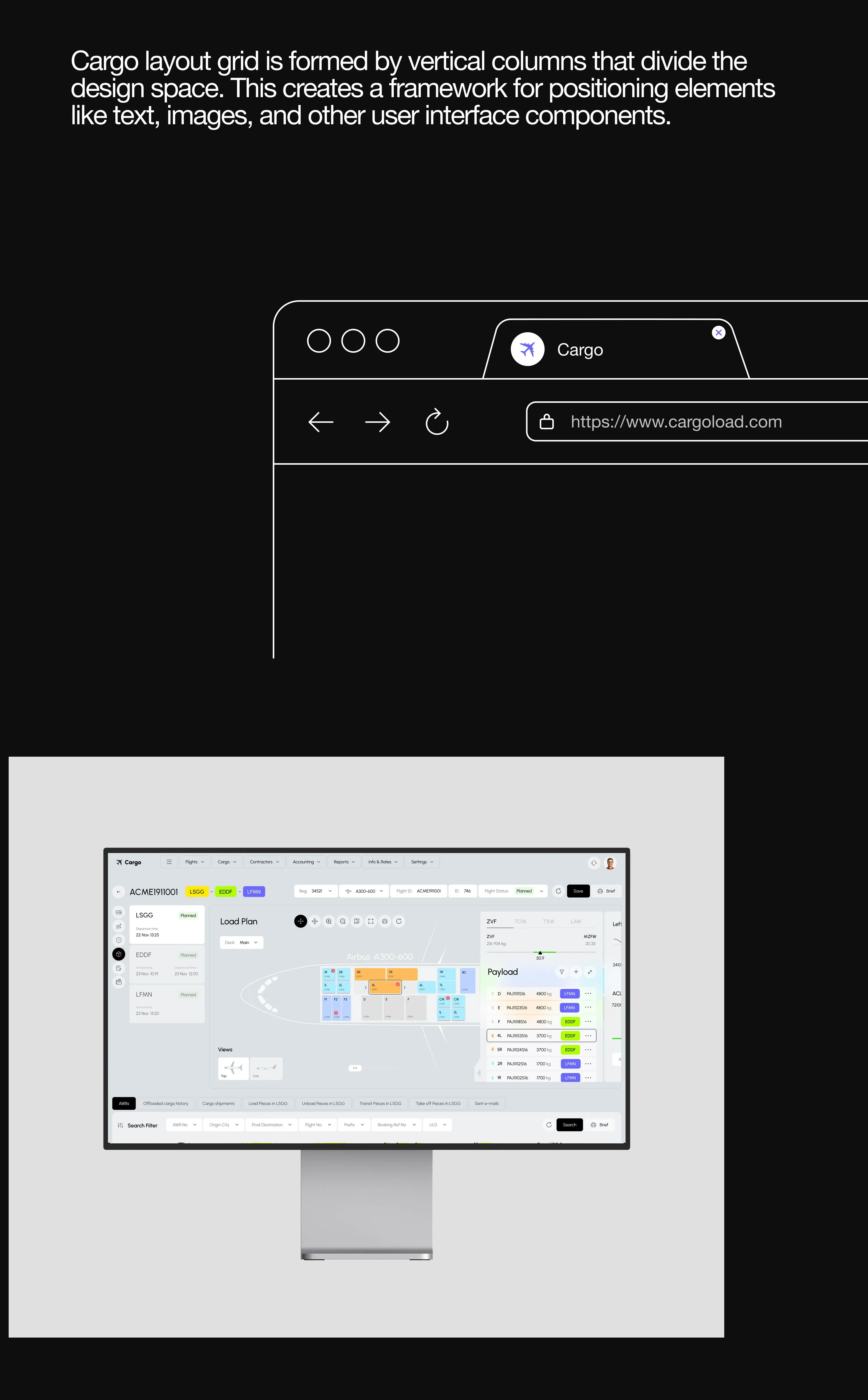 Screenshot of the UI/UX design for a Cargo TMS SaaS web application management interface.
