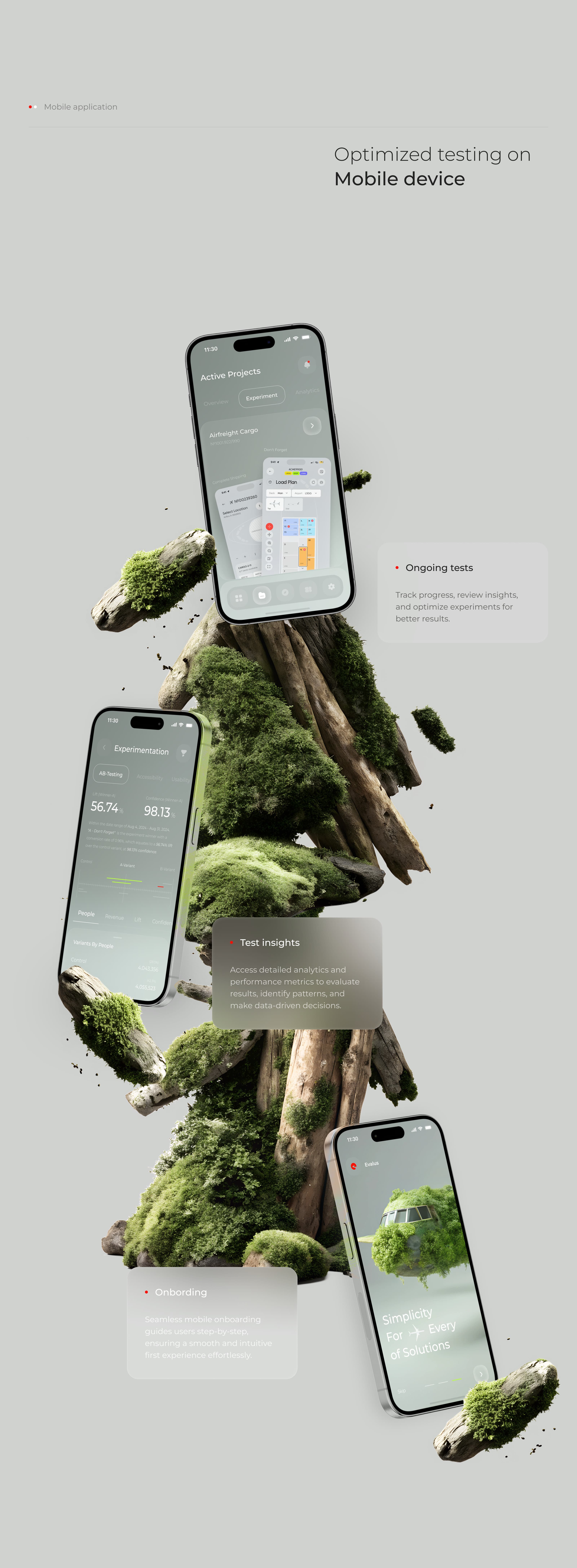 Screenshot of the Evalus SAAS application UI/UX on a mobile device.