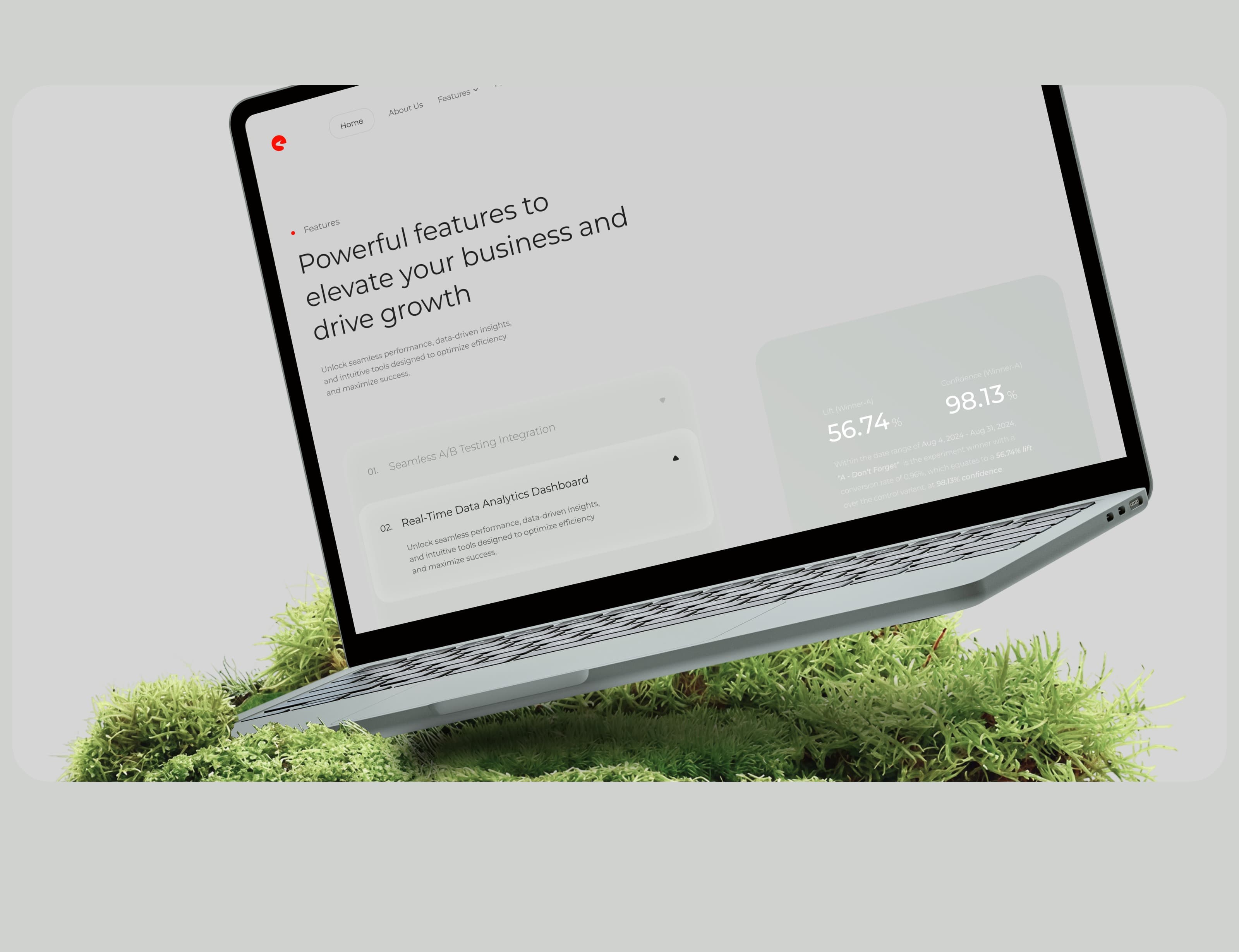 Screenshot of the Evalus SaaS interface on a laptop.