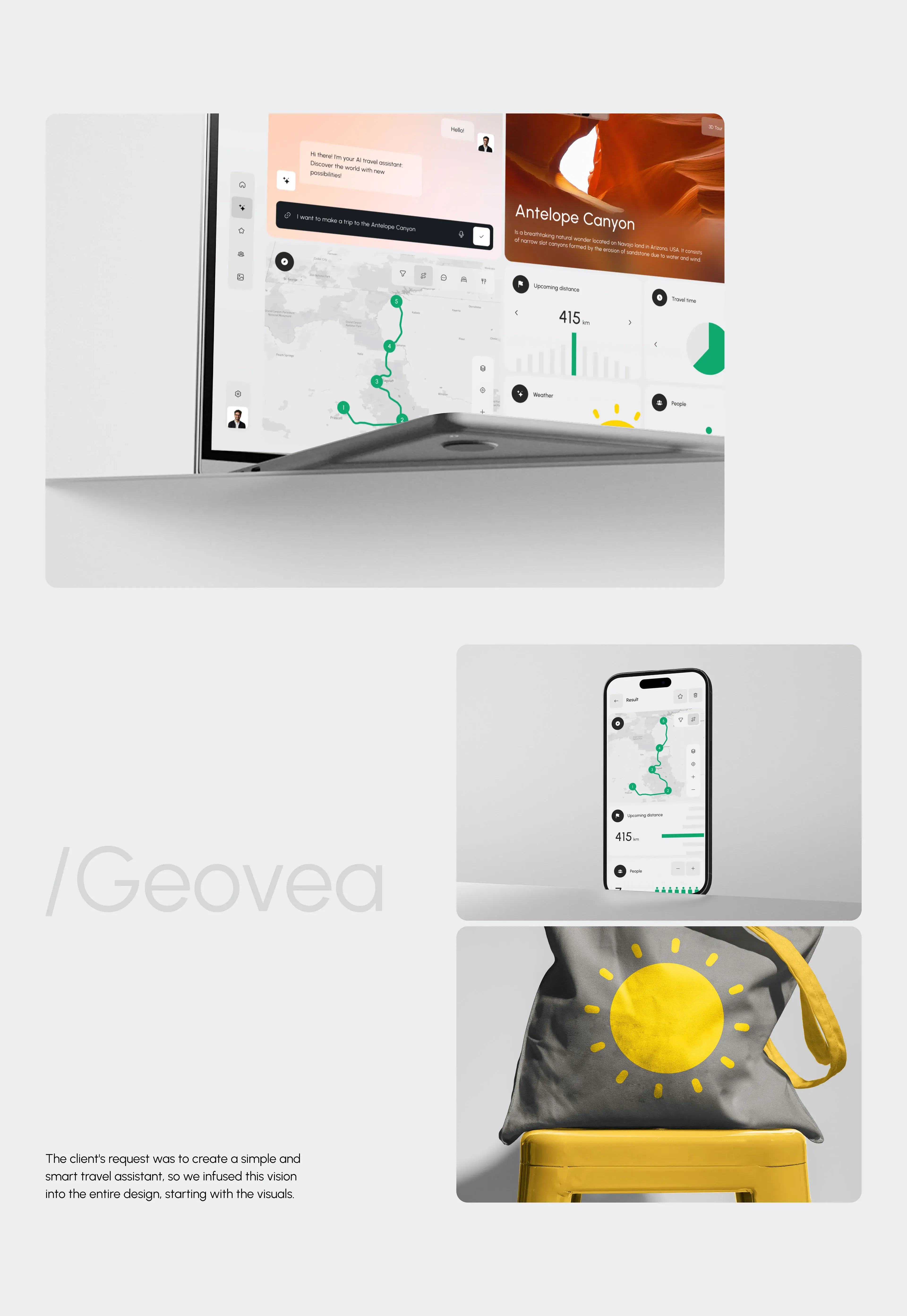Mockup of the Geovea AI assistant user interface for Wellness & Sport on a device.