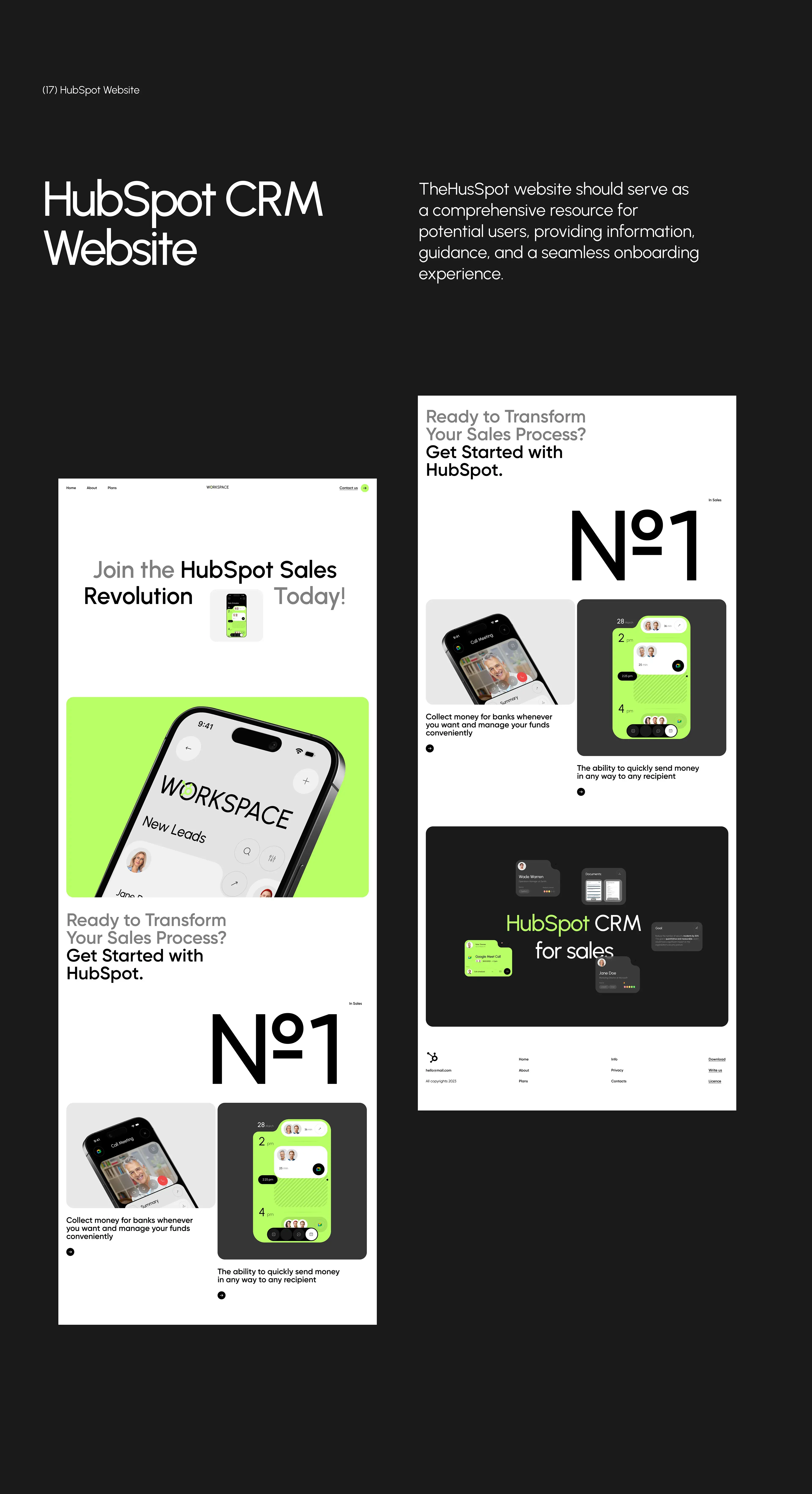 Screenshot of the mobile UI for a HubSpot CRM, part of the SaaS web application design.