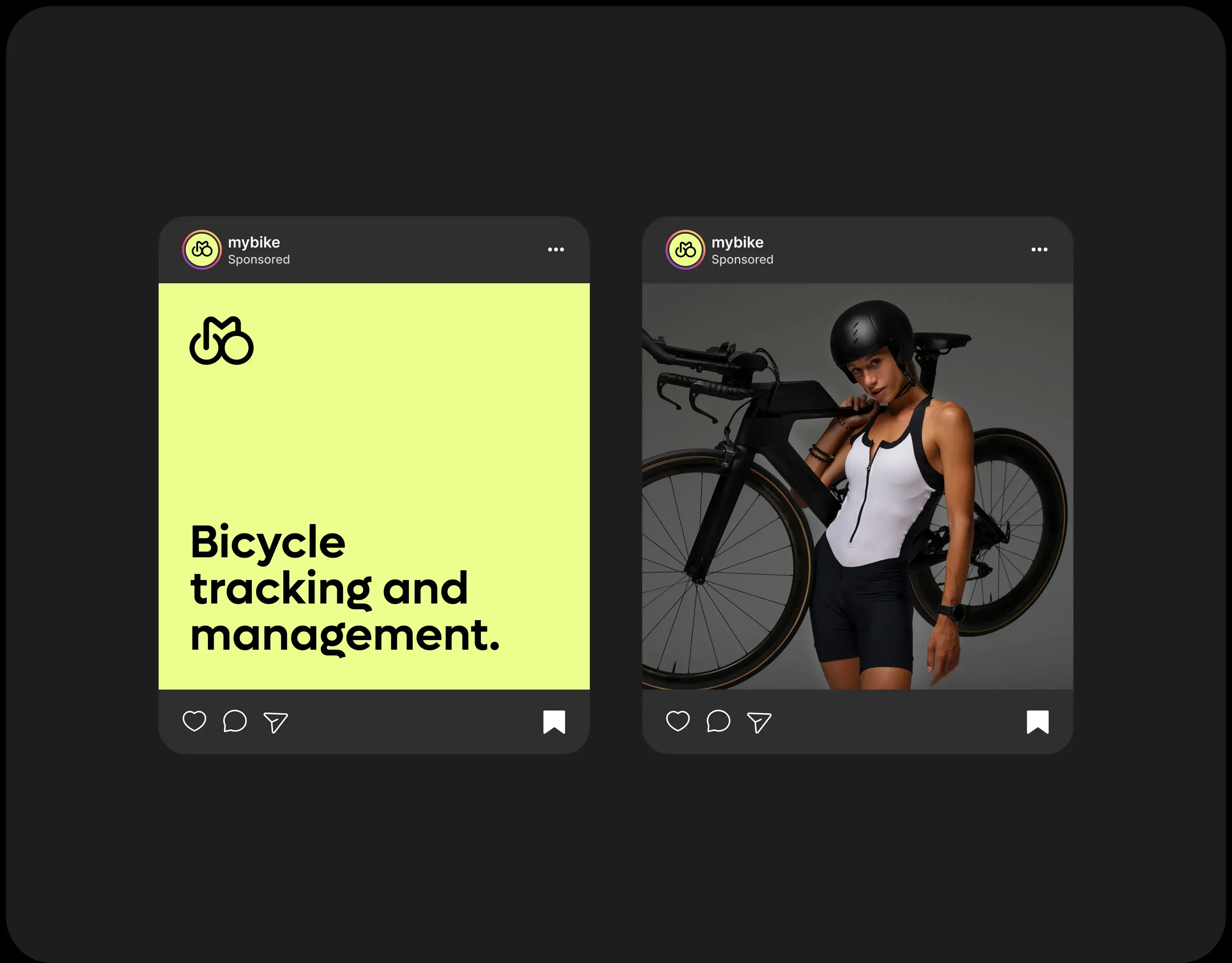 A cyclist using a device showing the mybike app for bicycle tracking and management.