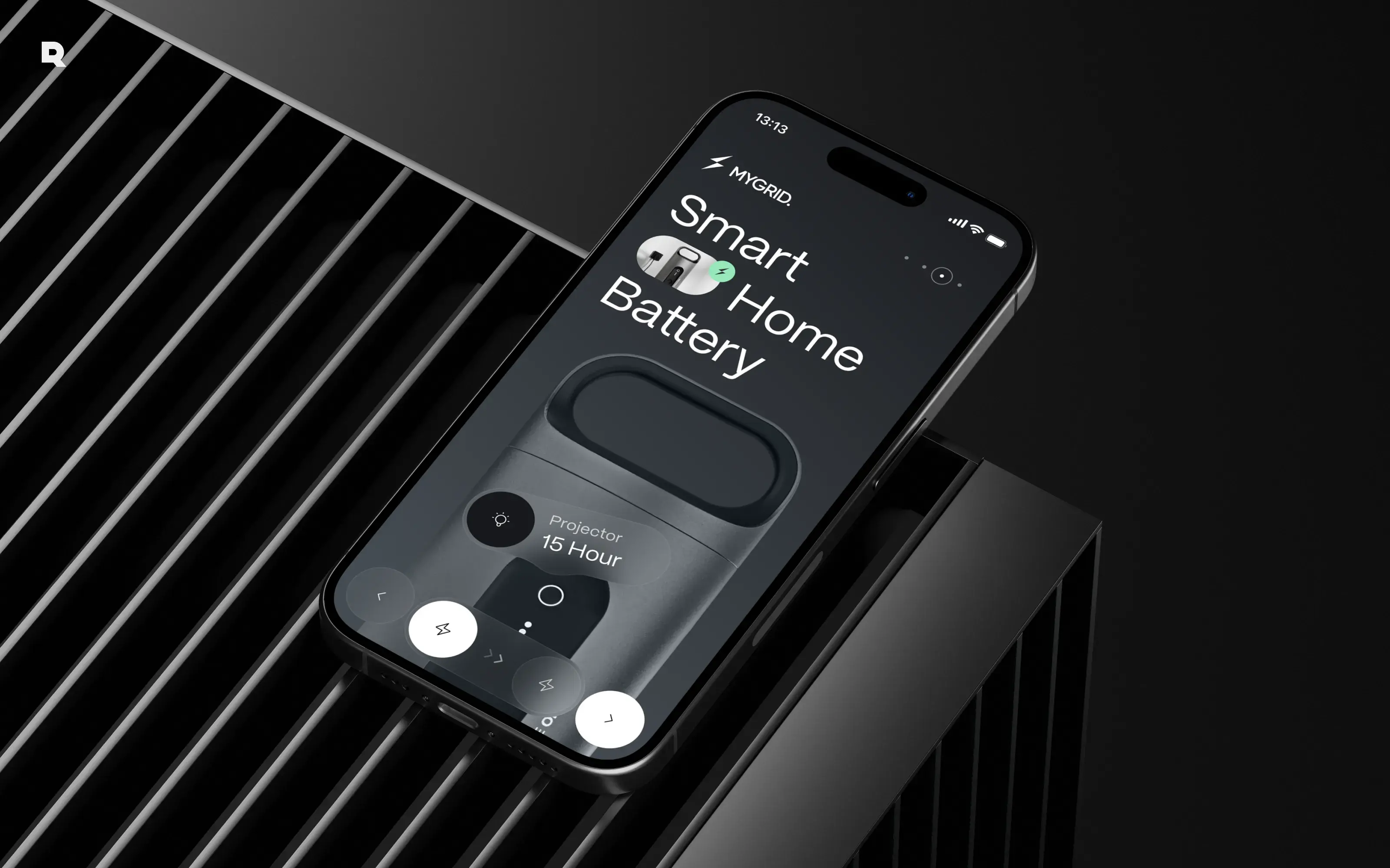 Screenshot of the MYGRID smart home battery app user interface.