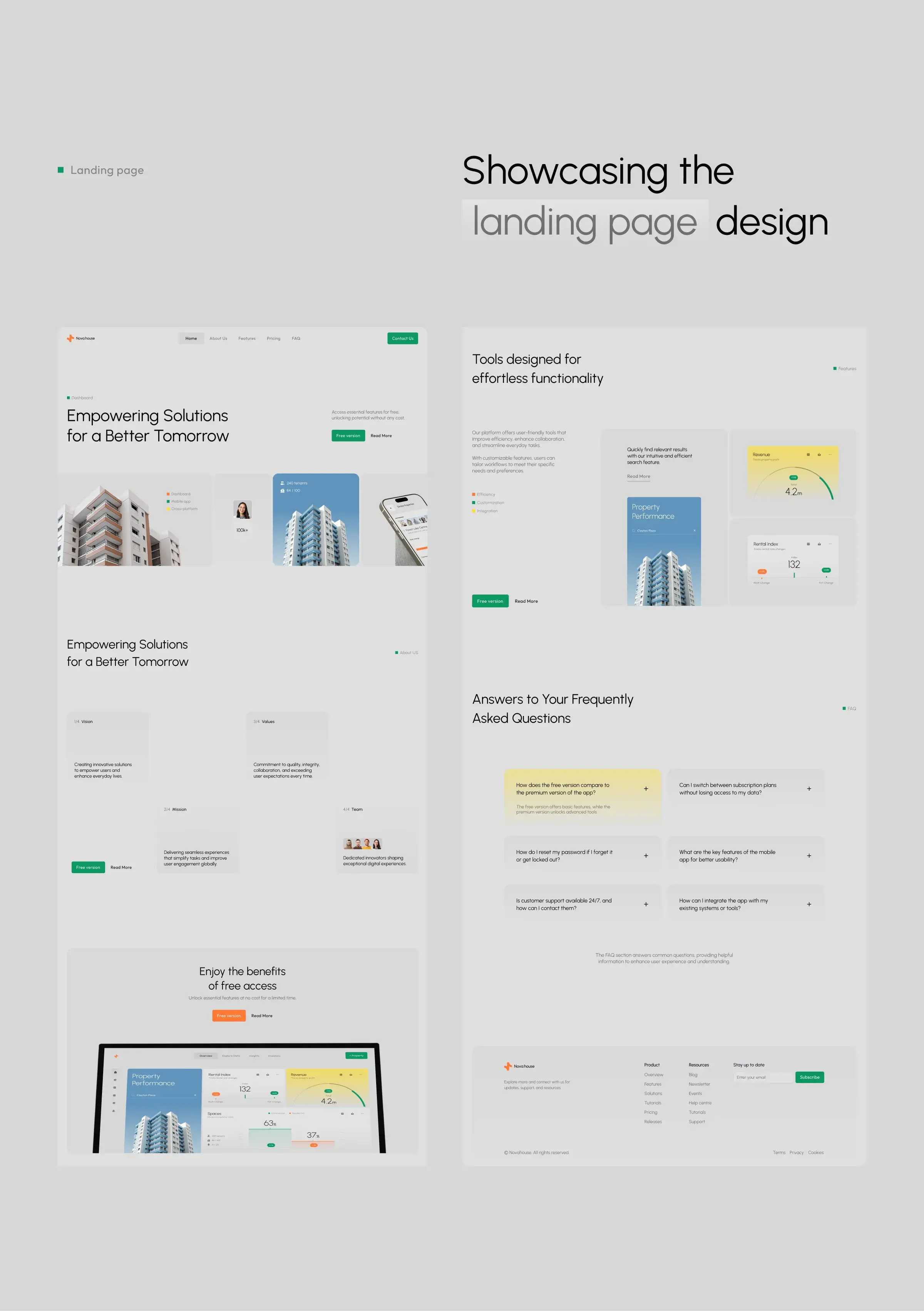Screenshot of the Nova House real estate app UI design in design software.