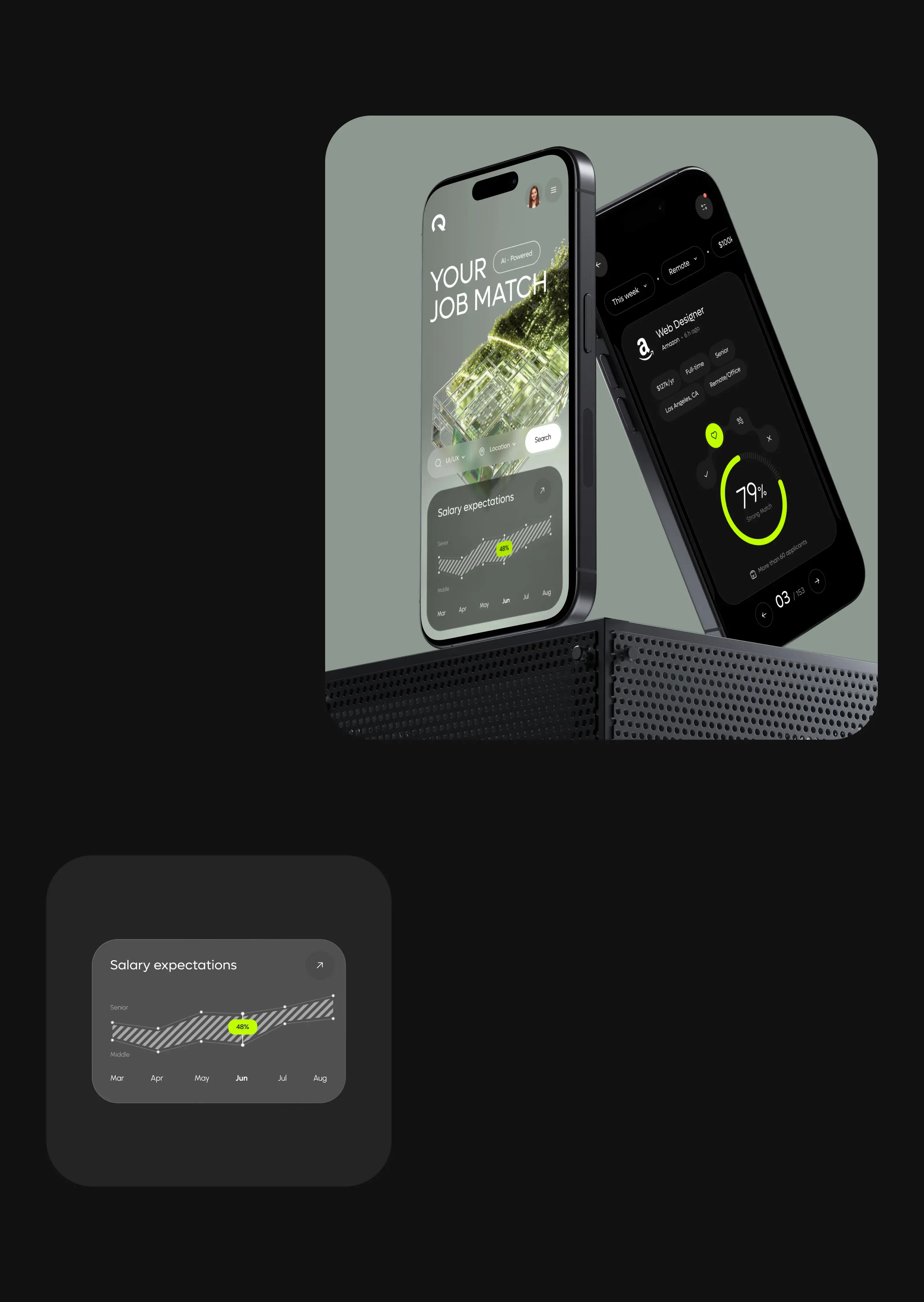 Mobile device demonstrating UI/UX design for the job SaaS app case study.