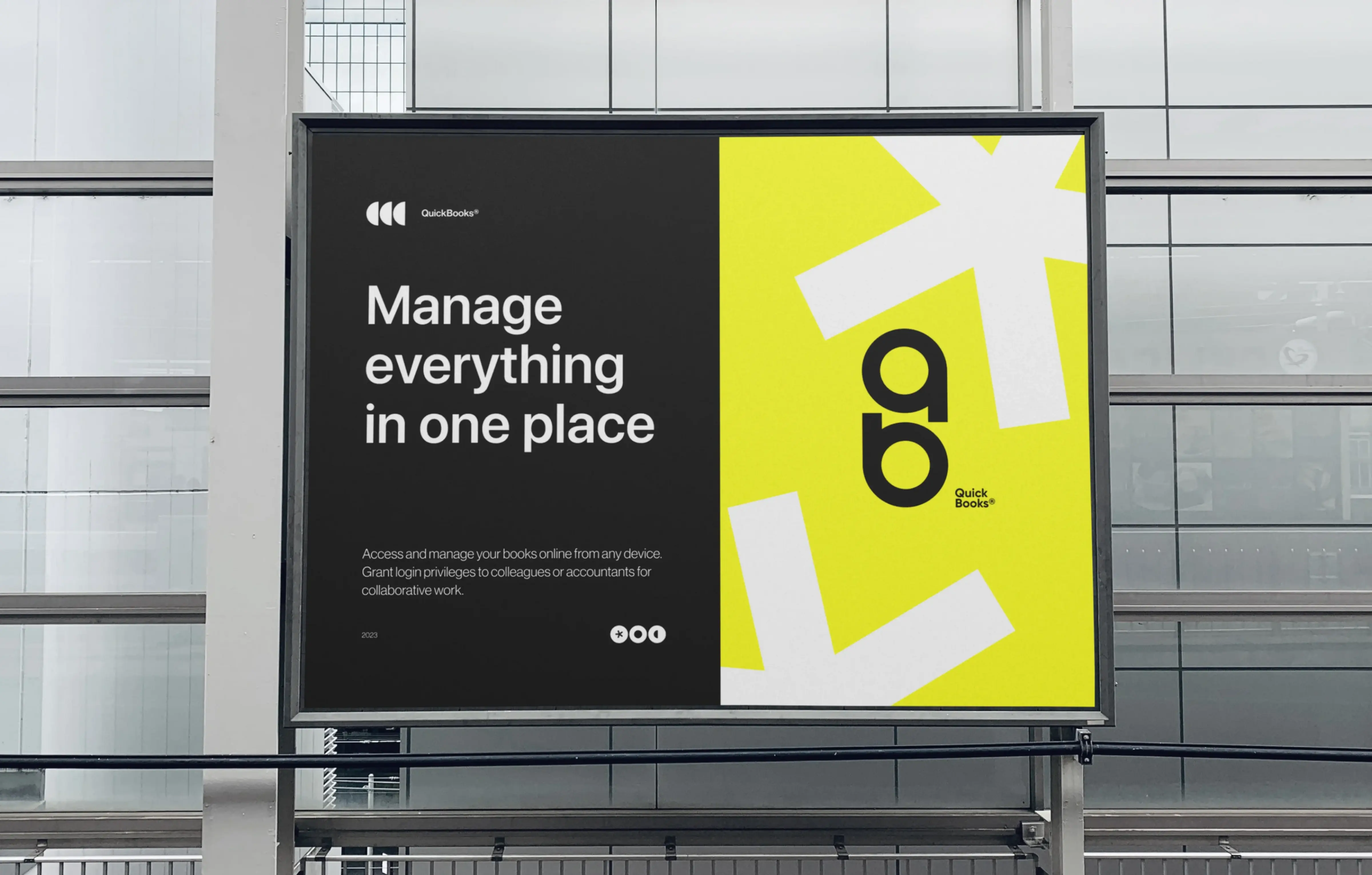 Billboard mockup advertising enterprise finance and service management software design.
