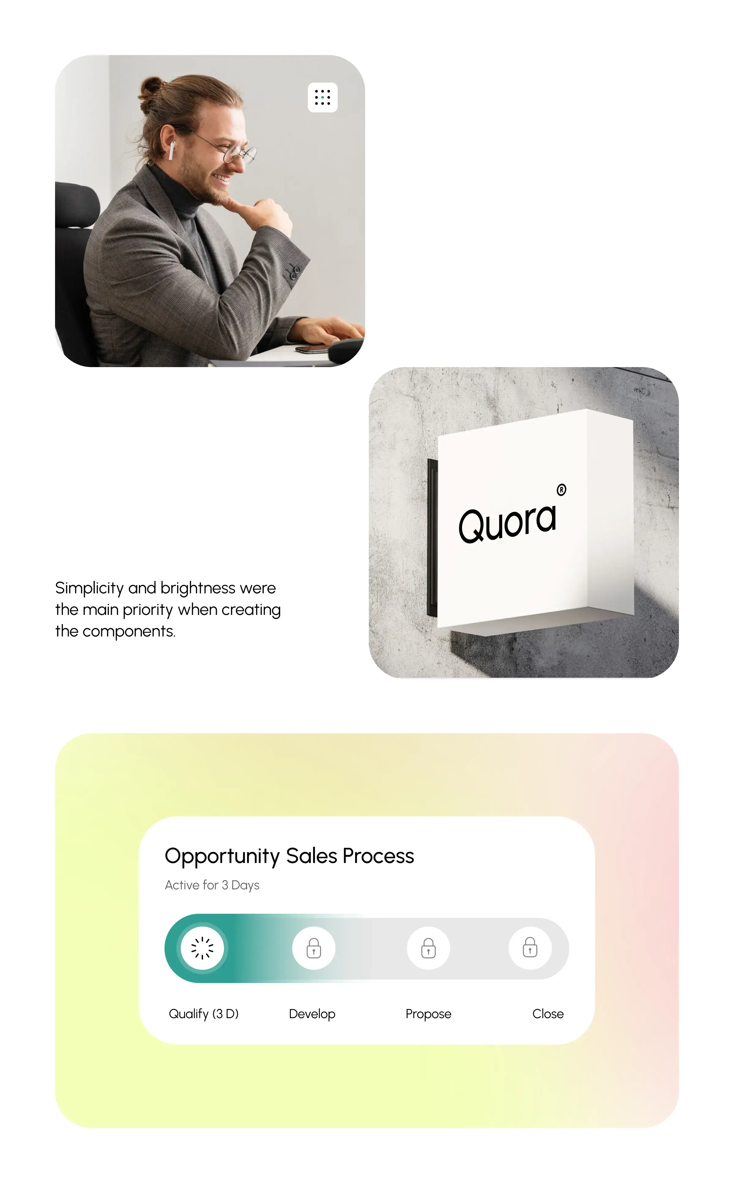 Screenshot of a CRM mobile app UI/UX design on a smartphone.