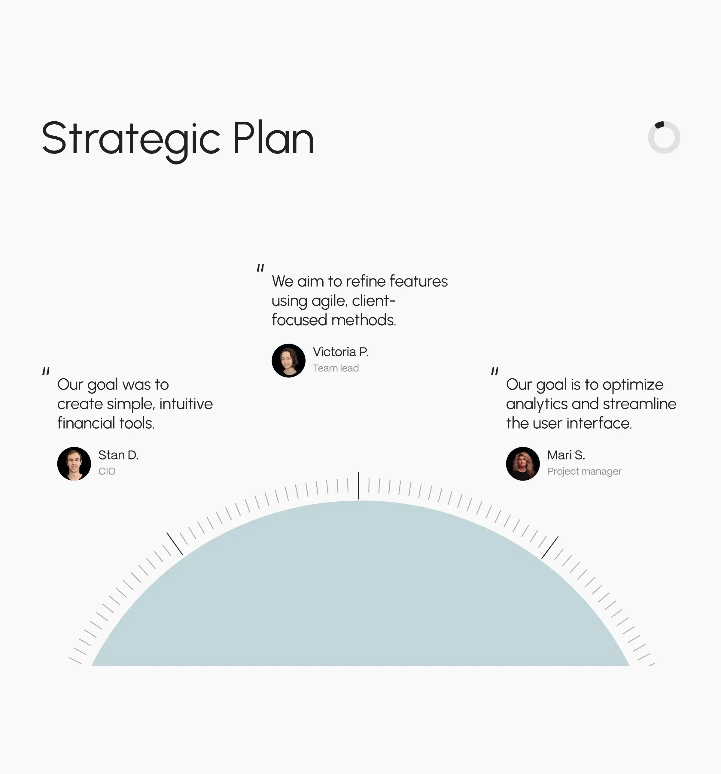 Mobile app UI screenshot with circular financial meters for property management.