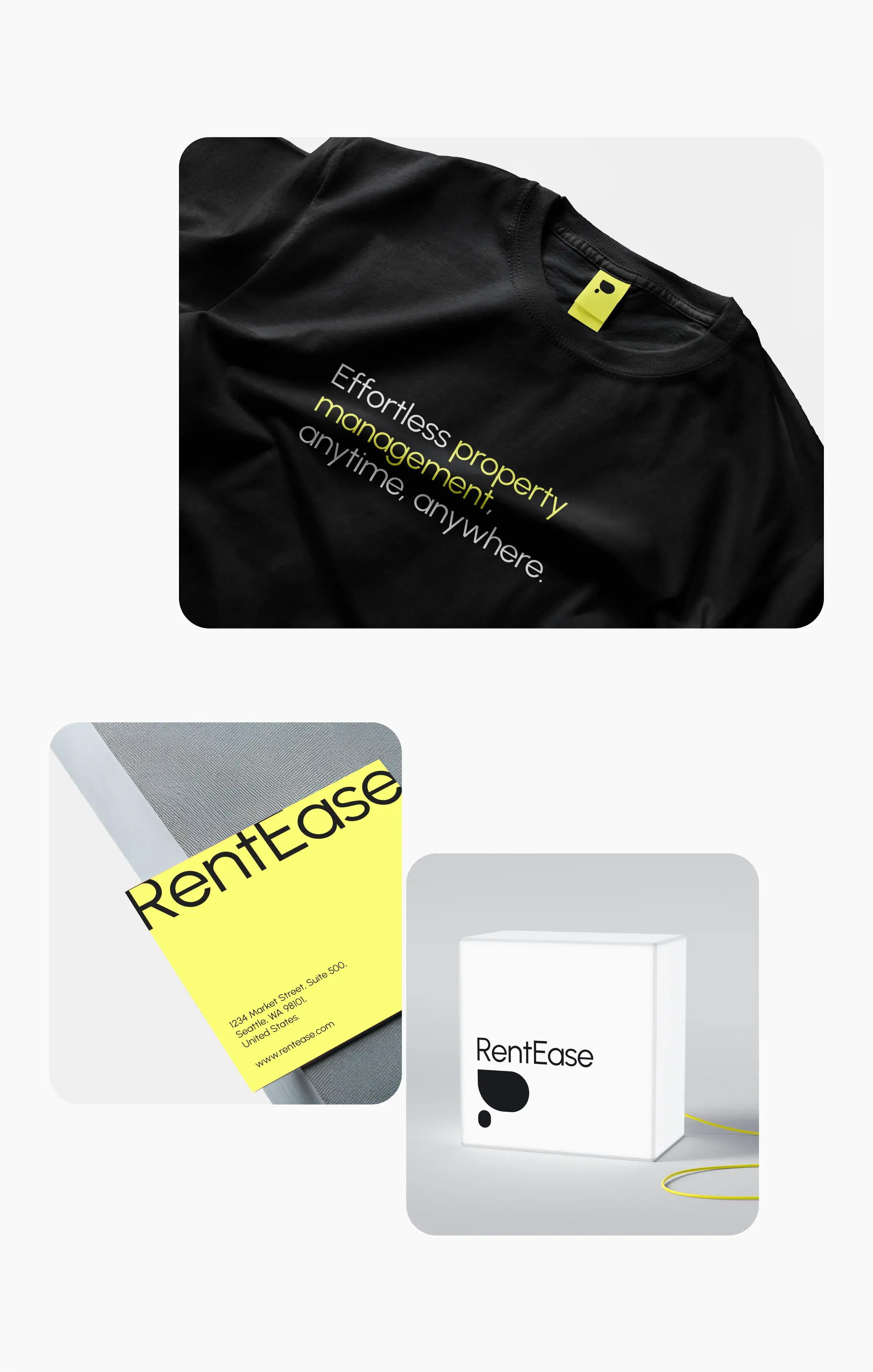 Graphic for RentEase property management software: 'Effortless property management, anytime, anywhere'.