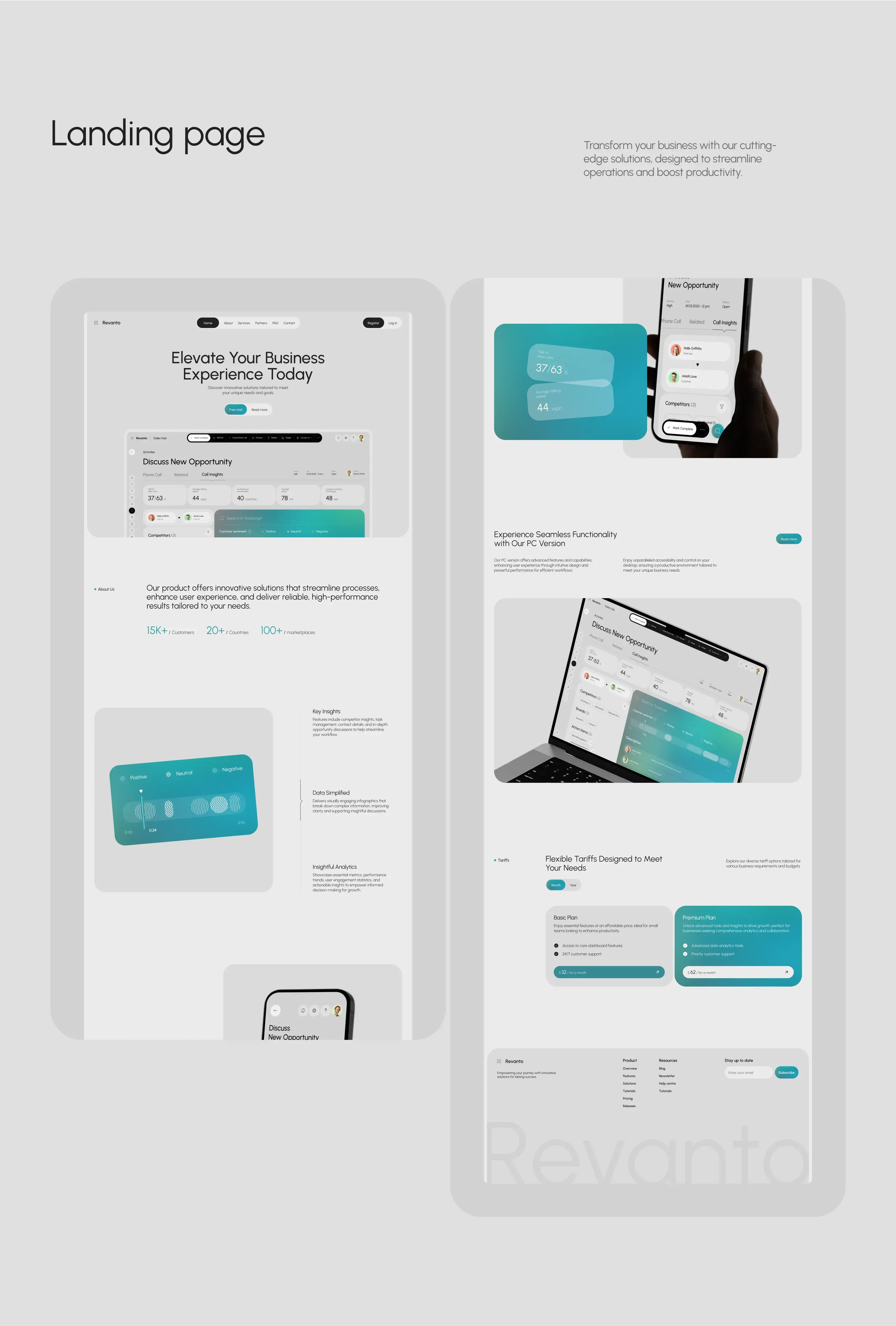 Screenshot of the Revanto Sales SaaS CRM software user interface for sales and management.