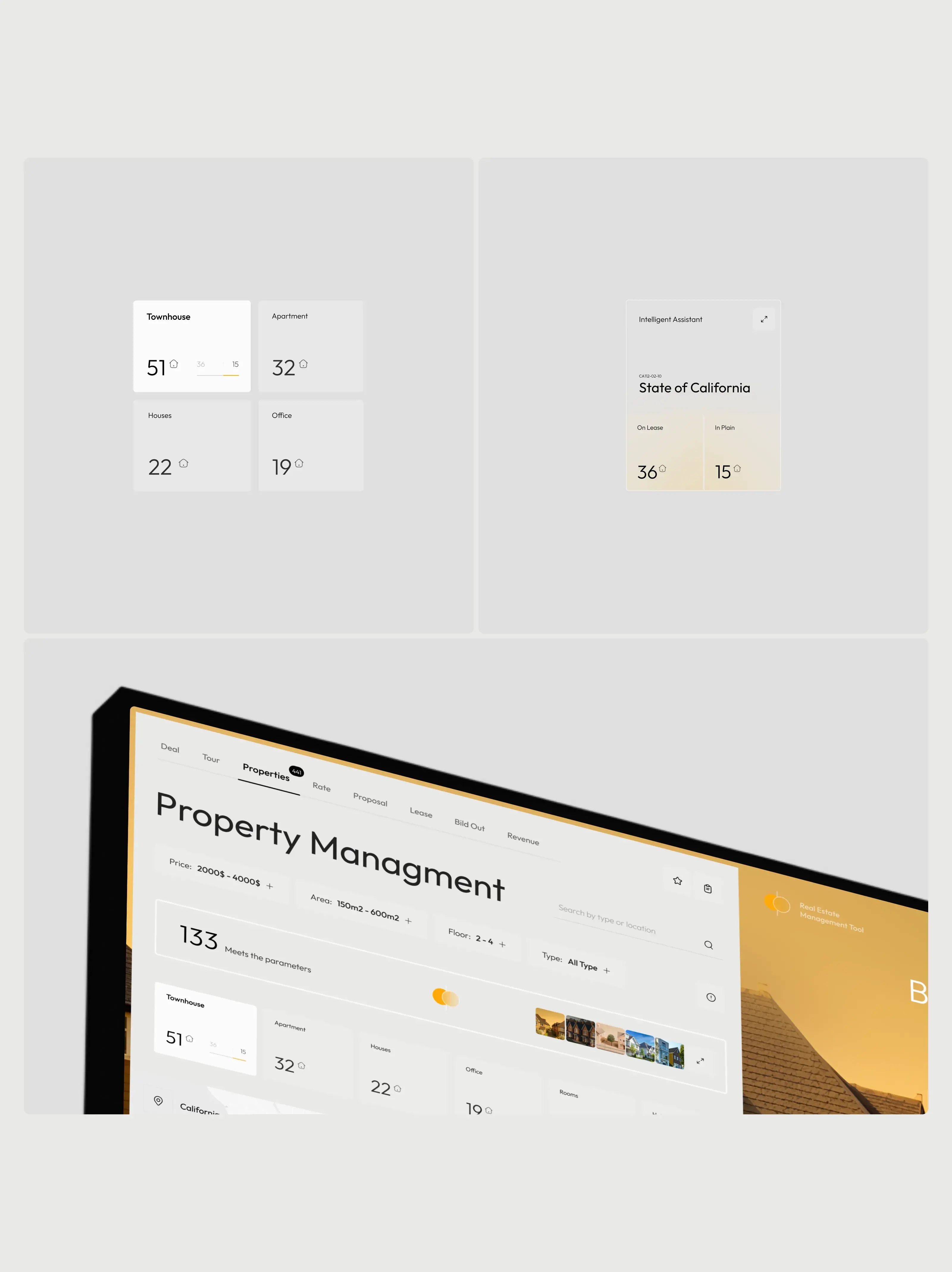 Screenshot of a complex UI diagram for property management.