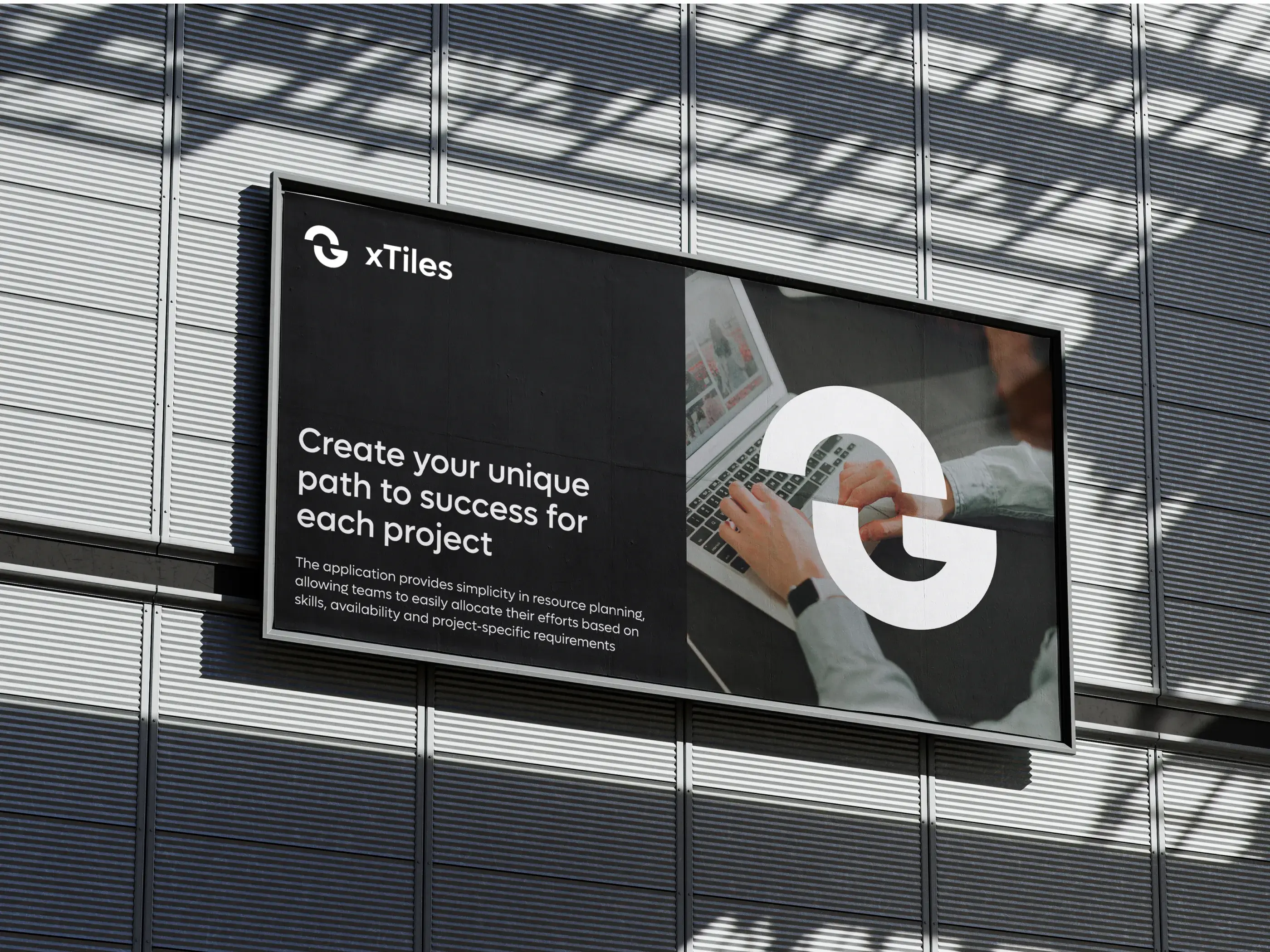 Branding graphic featuring the xtiles CRM/SaaS/Mobile App UI design and logo.