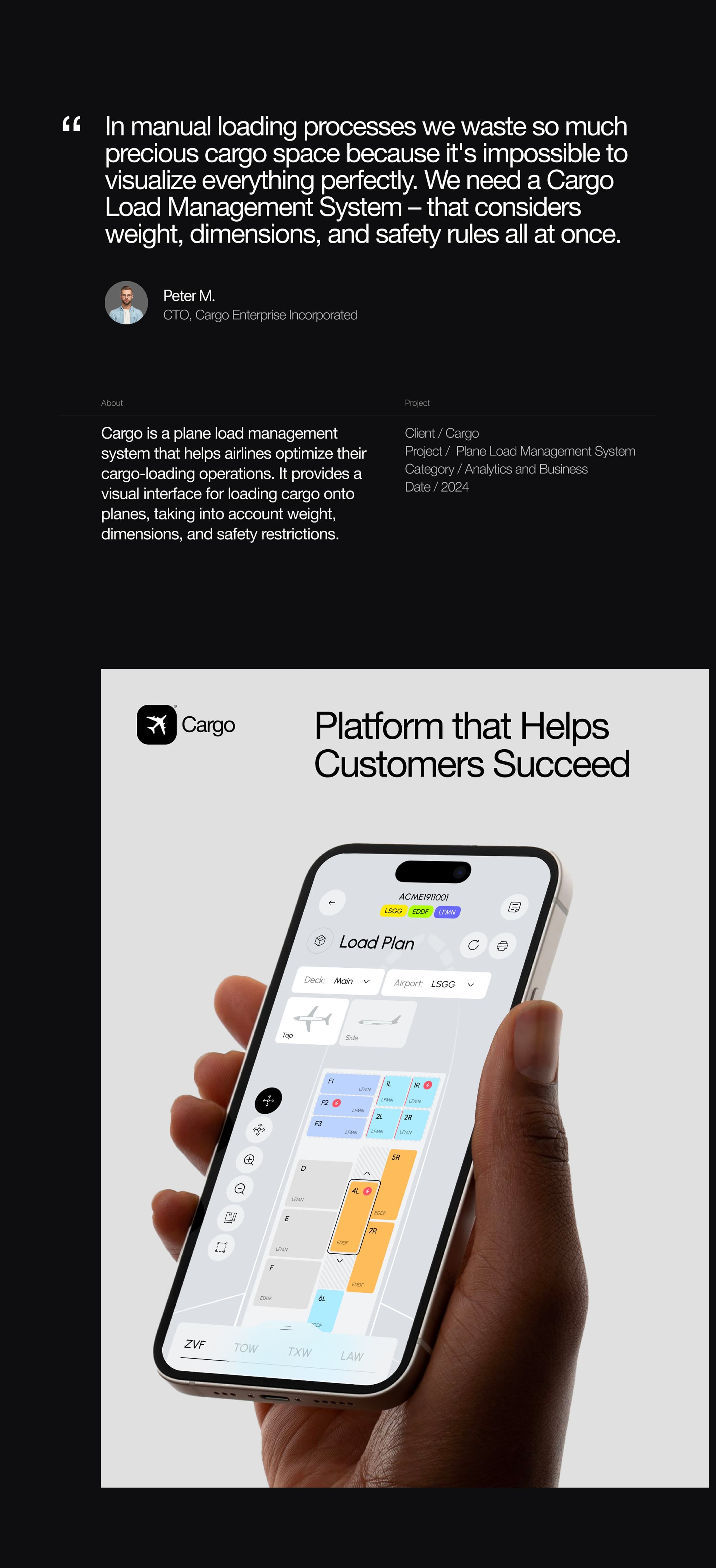 Screenshot of a cargo TMS mobile interface on an iPhone.