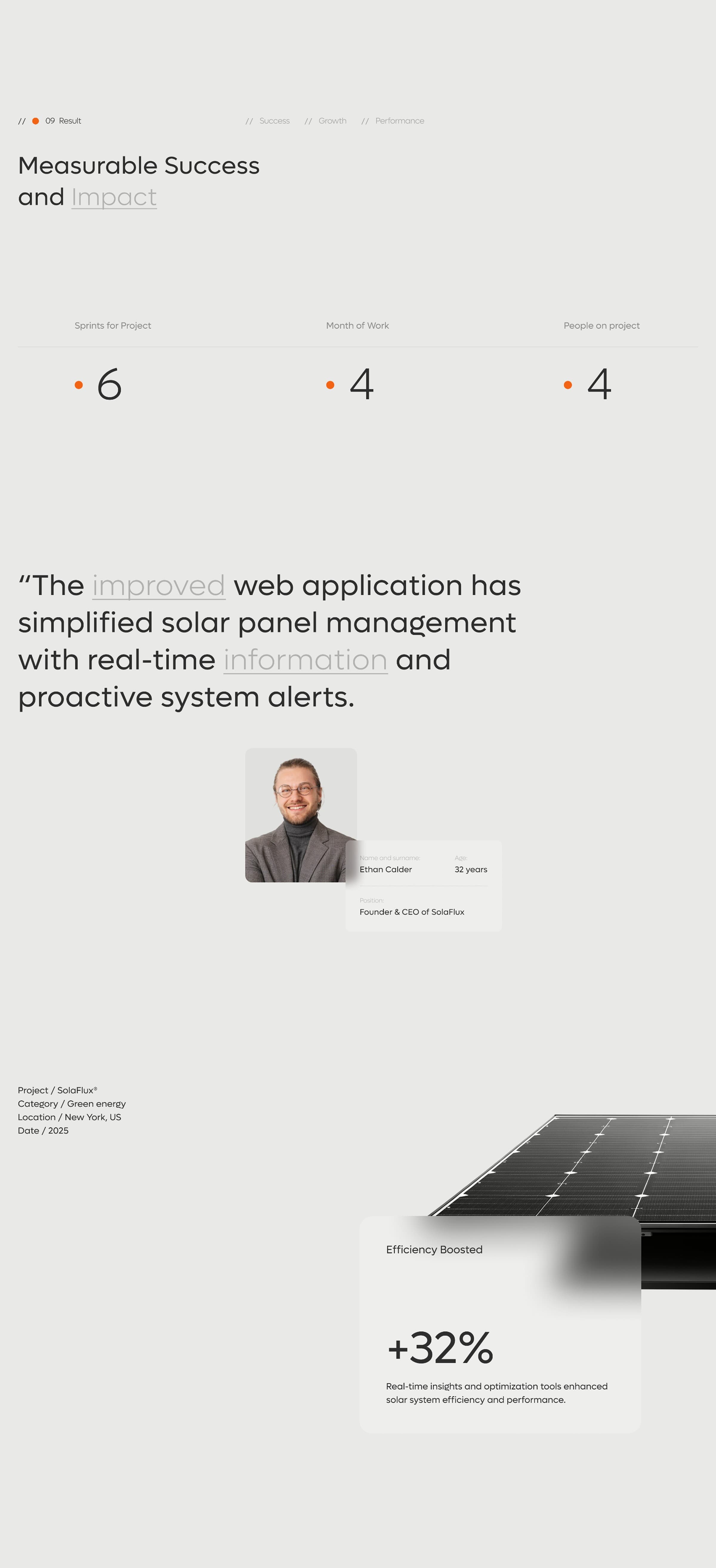 Screenshot from a UX/UI design project showing sprints, work metrics, and team size.
