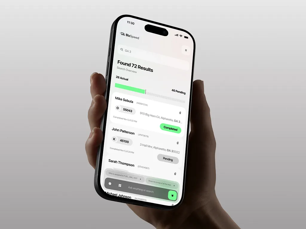 BizSpeed TMS – Logistics Mobile Dashboard